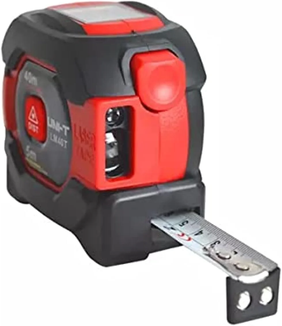 فاصله سنج لیزری تک دکمه ای 40 متری یونی تی مدل LM40T به همراه متر نواری 5 متری 2 در 1، مسافت یاب دیجیتال مادون قرمز با صفحه نمایش LCD فاصله سنج لیزری تک دکمه ای 40 متری یونی تی مدل LM40T به همراه متر نواری 5 متری 2 در 1، مسافت یاب دیجیتال مادون قرمز با صفحه نمایش LCD