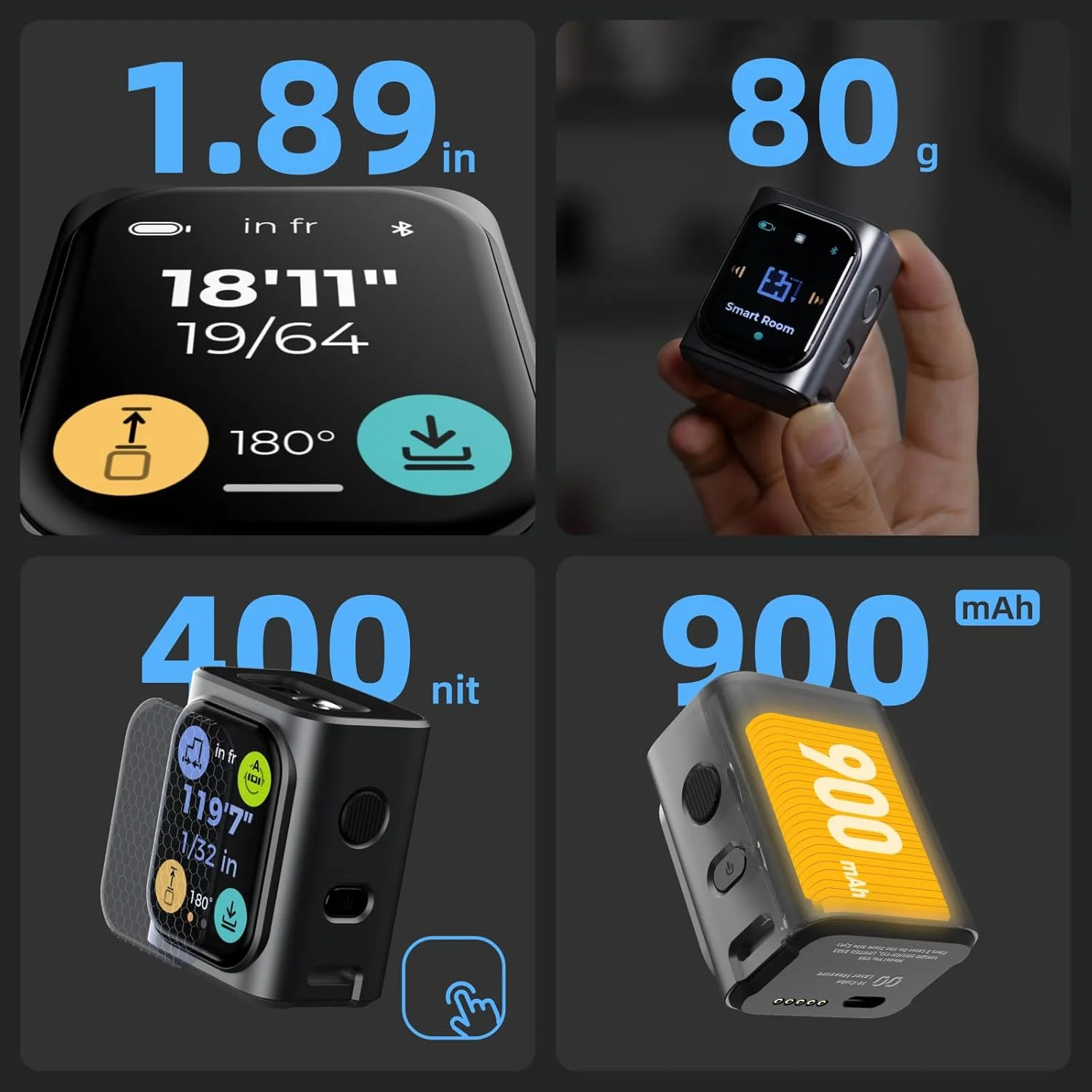 ابزار اندازه گیری لیزری ماژولار HOZO M-Cube شامل 00 متر لیزری، 01 آداپتور برنامه ریز هوشمند، 03 آداپتور لیزر دو طرفه +، 05 آداپتور غلتکی مقیاس لیزری