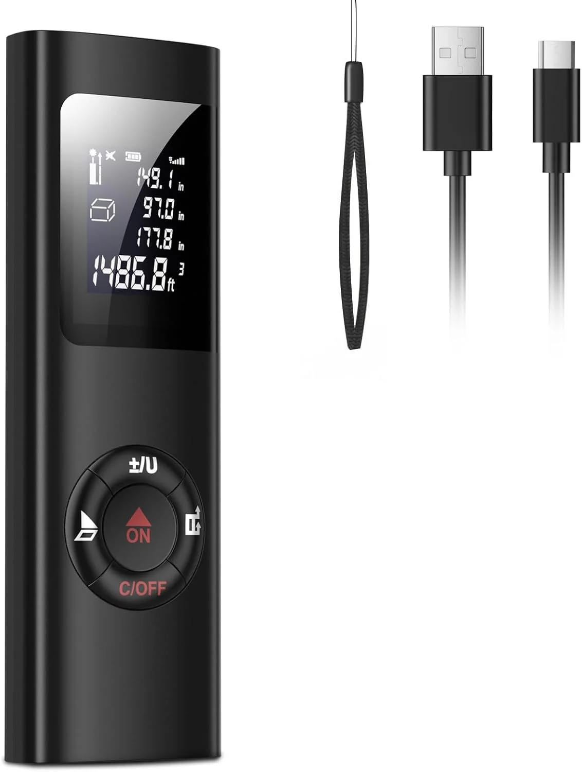 متر لیزری IPSXP، متر فاصله یاب لیزری 60 متری، متر دیجیتال قابل حمل با نور پس زمینه، متر لیزری قابل شارژ برای حجم/مساحت/فیثاغورس