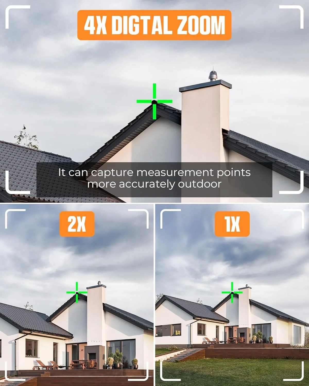 ابزار اندازه گیری لیزری، متر لیزری 120 متری با پرتو سبز CIGMAN، ابزار اندازه گیری لیزری فضای باز با دوربین 4X، فناوری P2P، IP68، متر فاصله لیزری قابل شارژ، طول، مساحت، حجم، سنسور زاویه