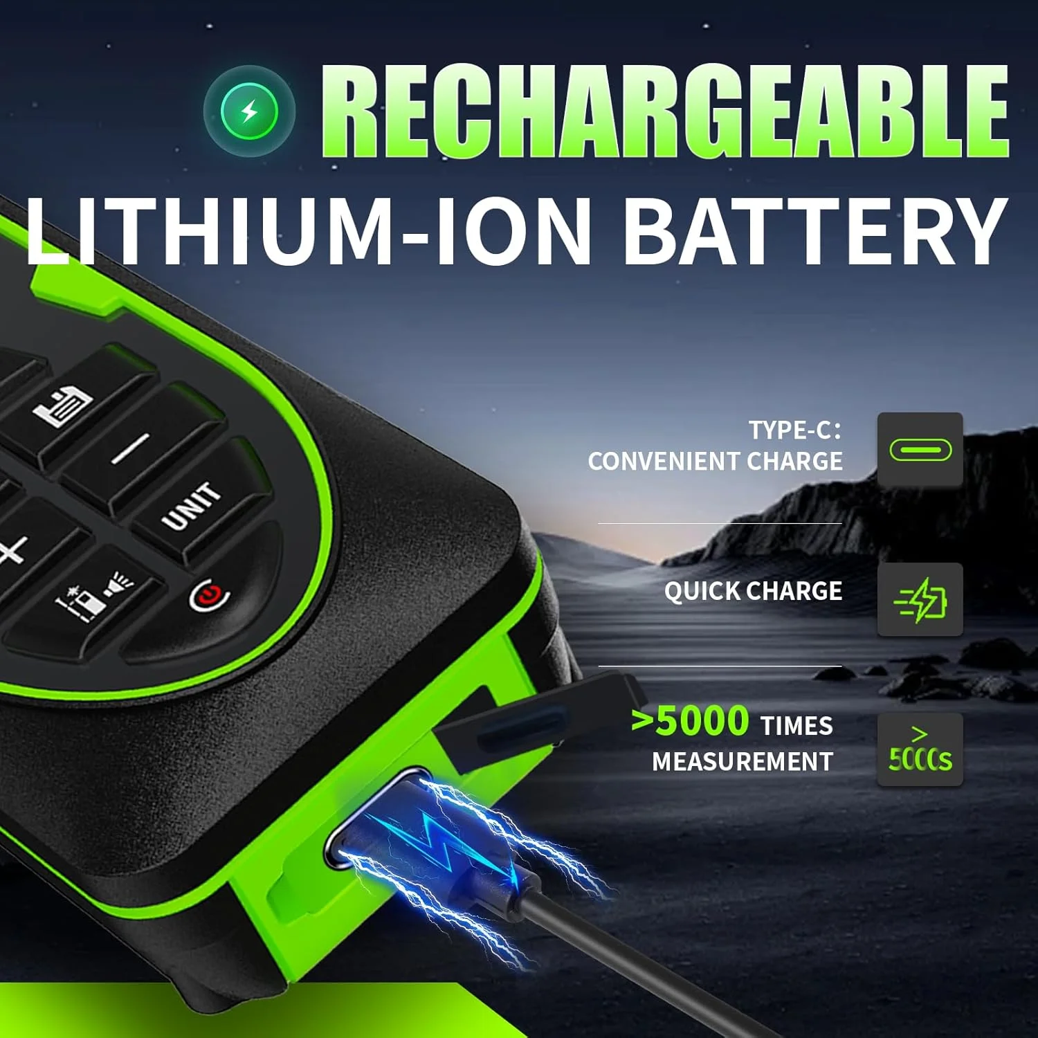 متر لیزری شارژی دیجیتال SG SURGOAL با برد 120 متر به همراه سنسور زاویه برای محاسبه مساحت، حجم و فیثاغورس