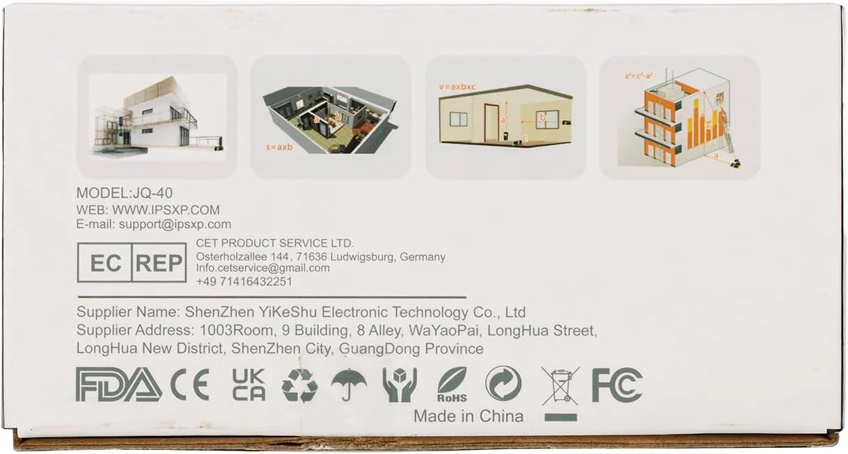 متر لیزری IPSXP، متر فاصله یاب لیزری 60 متری، متر دیجیتال قابل حمل با نور پس زمینه، متر لیزری قابل شارژ برای حجم/مساحت/فیثاغورس