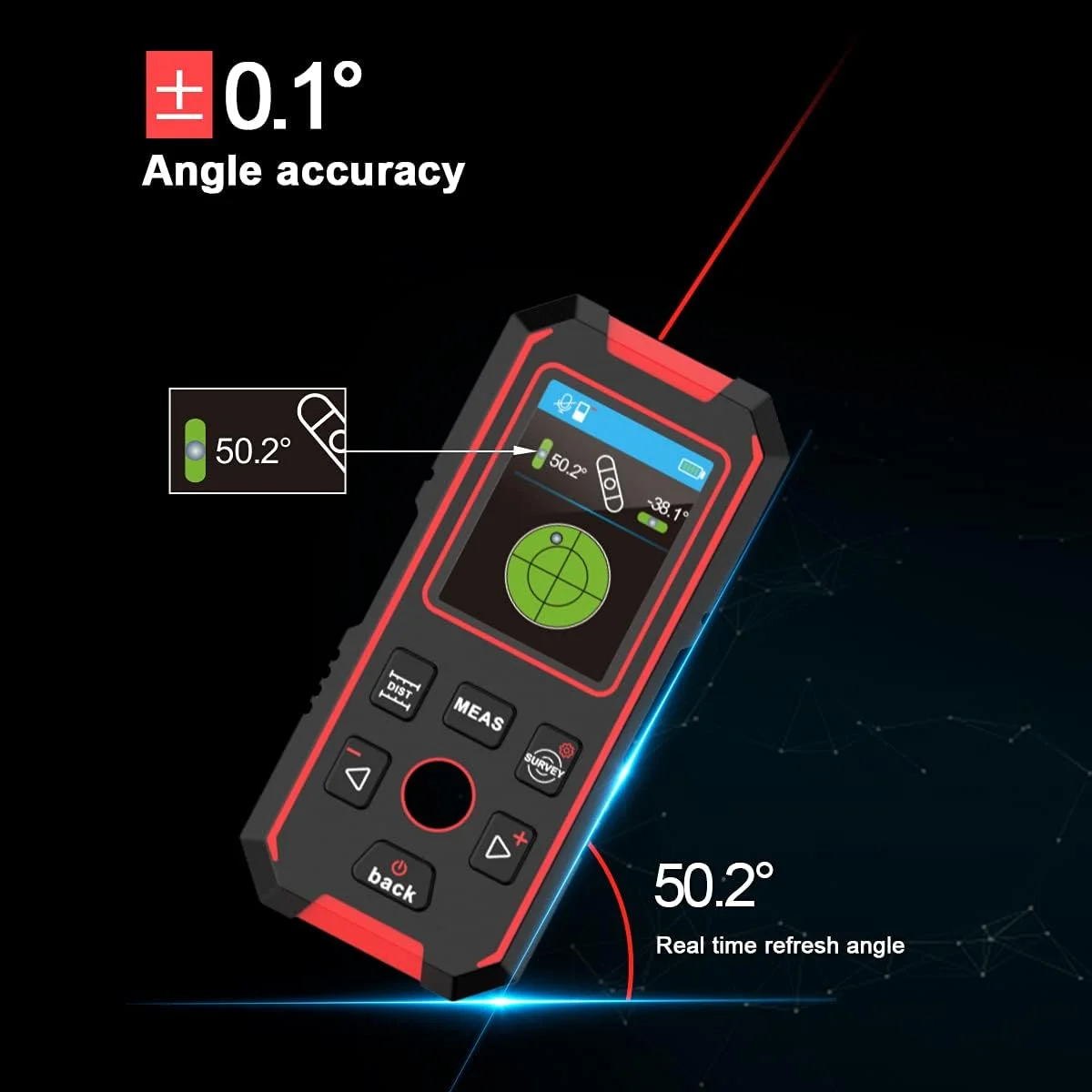 متر لیزری 60 متری/196 فوتی + اسکنر دیوار فلزیاب + تراز دیجیتال، ردیاب چند منظوره 3 در 1 با صفحه نمایش LCD و باتری قابل شارژ داخلی، متر لیزری، زاویه سنج الکترونیکی متر لیزری 60 متری/196 فوتی + اسکنر دیوار فلزیاب + تراز دیجیتال، ردیاب چند منظوره 3 در 1 با صفحه نمایش LCD و باتری قابل شارژ داخلی، متر لیزری، زاویه سنج الکترونیکی