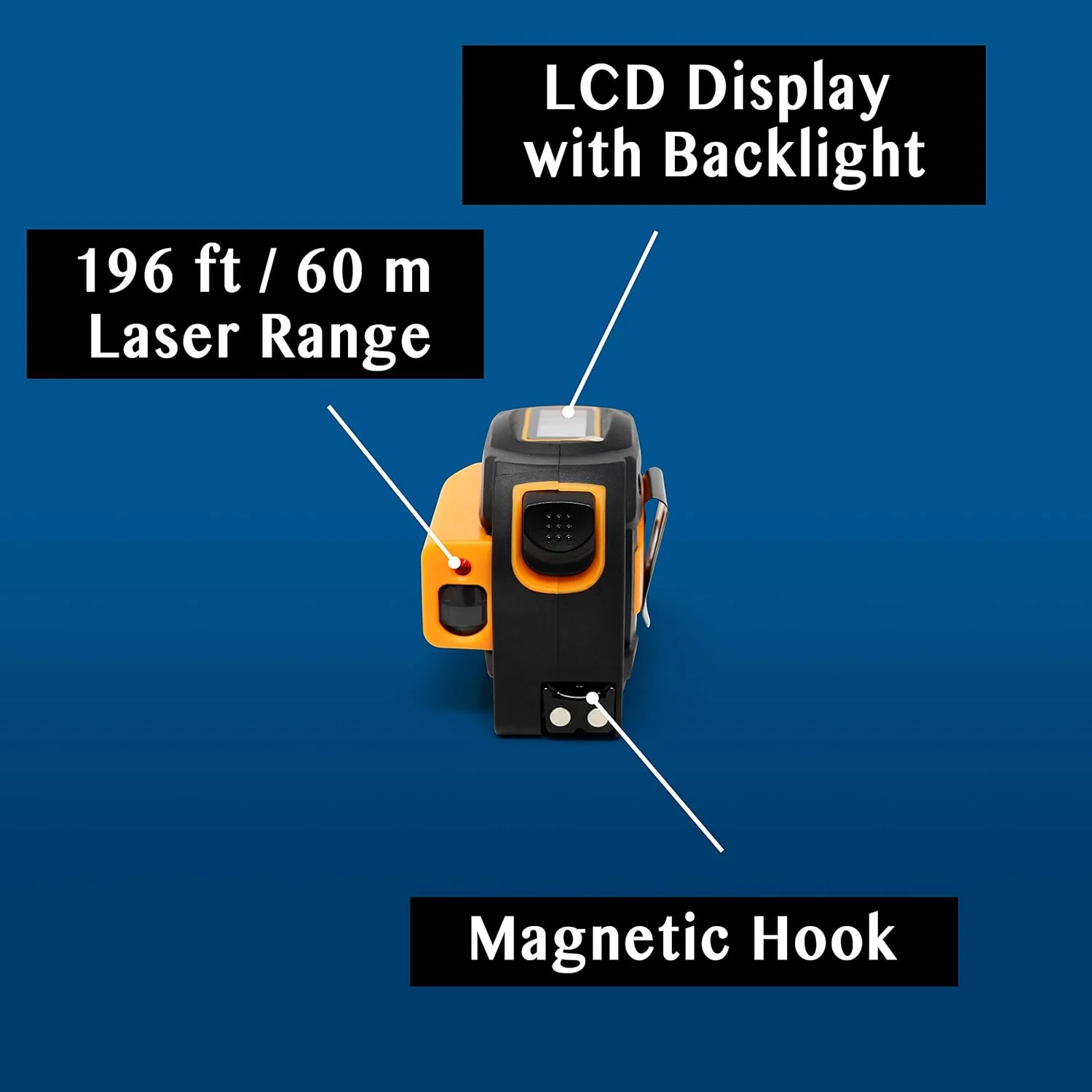 متر لیزری 2 در 1 HISS، متر لیزری 60 متر، متر نواری 5 متر با واحدهای متریک و آمریکایی با صفحه نمایش دیجیتال LCD، قلاب مغناطیسی متحرک، تبدیل واحد، ساختار محکم، سازگار و دقیق متر لیزری 2 در 1 HISS، متر لیزری 60 متر، متر نواری 5 متر با واحدهای متریک و آمریکایی با صفحه نمایش دیجیتال LCD، قلاب مغناطیسی متحرک، تبدیل واحد، ساختار محکم، سازگار و دقیق