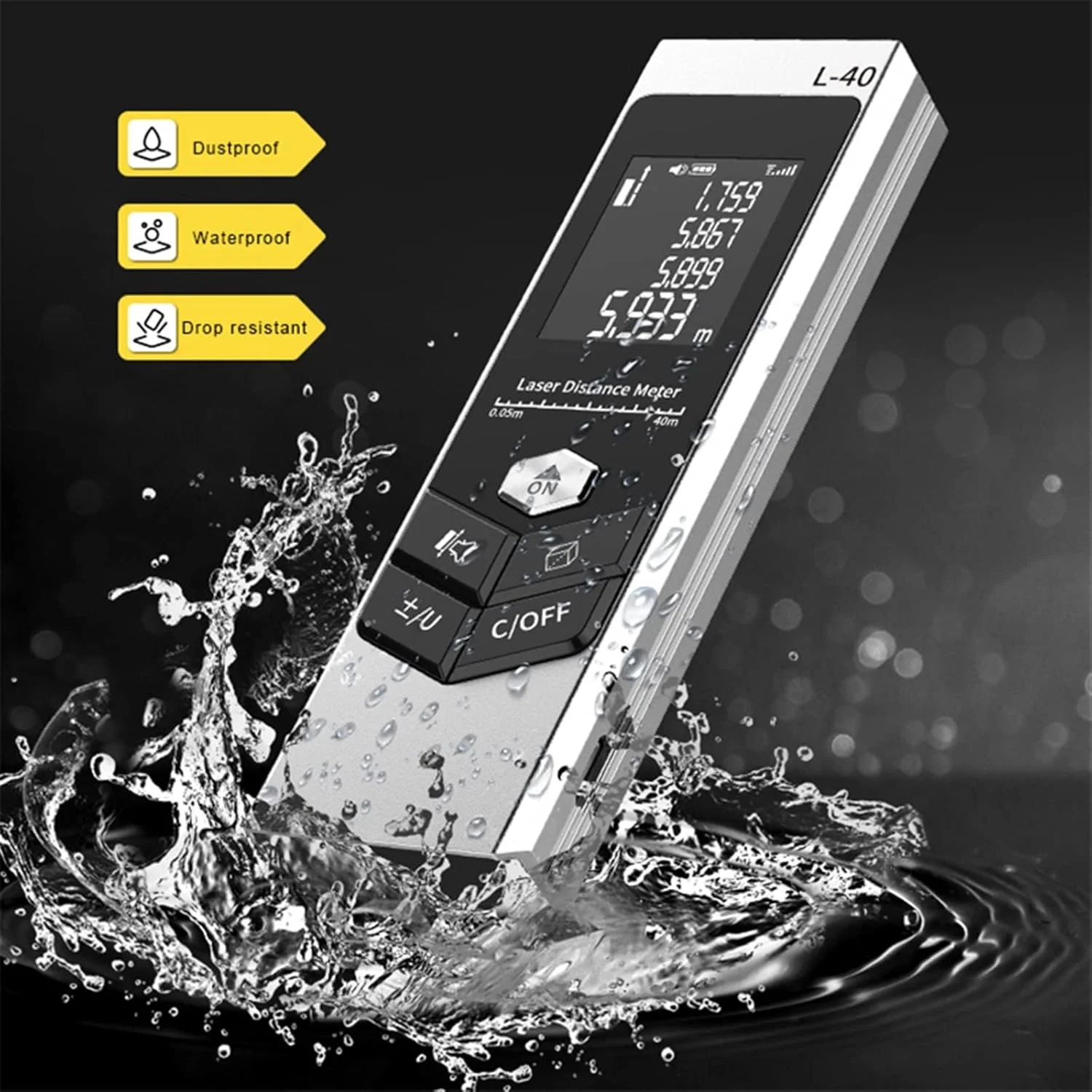 ارتفاع سنج دیجیتال WAYOM، مسافت یاب لیزری با صفحه نمایش دیجیتال، متر لیزری دستی با بدنه فلزی آلیاژ آلومینیوم و پورت USB
