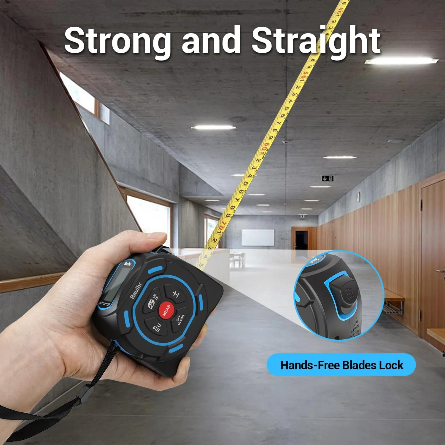 متر لیزری 2 در 1 Bauihr، ابزار اندازه گیری لیزری شارژی با برد لیزر 40 متری و متر نواری 5 متری، صفحه نمایش LCD، تبدیل واحد M/In/Ft/Ft+In، اندازه گیری فاصله، مساحت، حجم، فیثاغورث