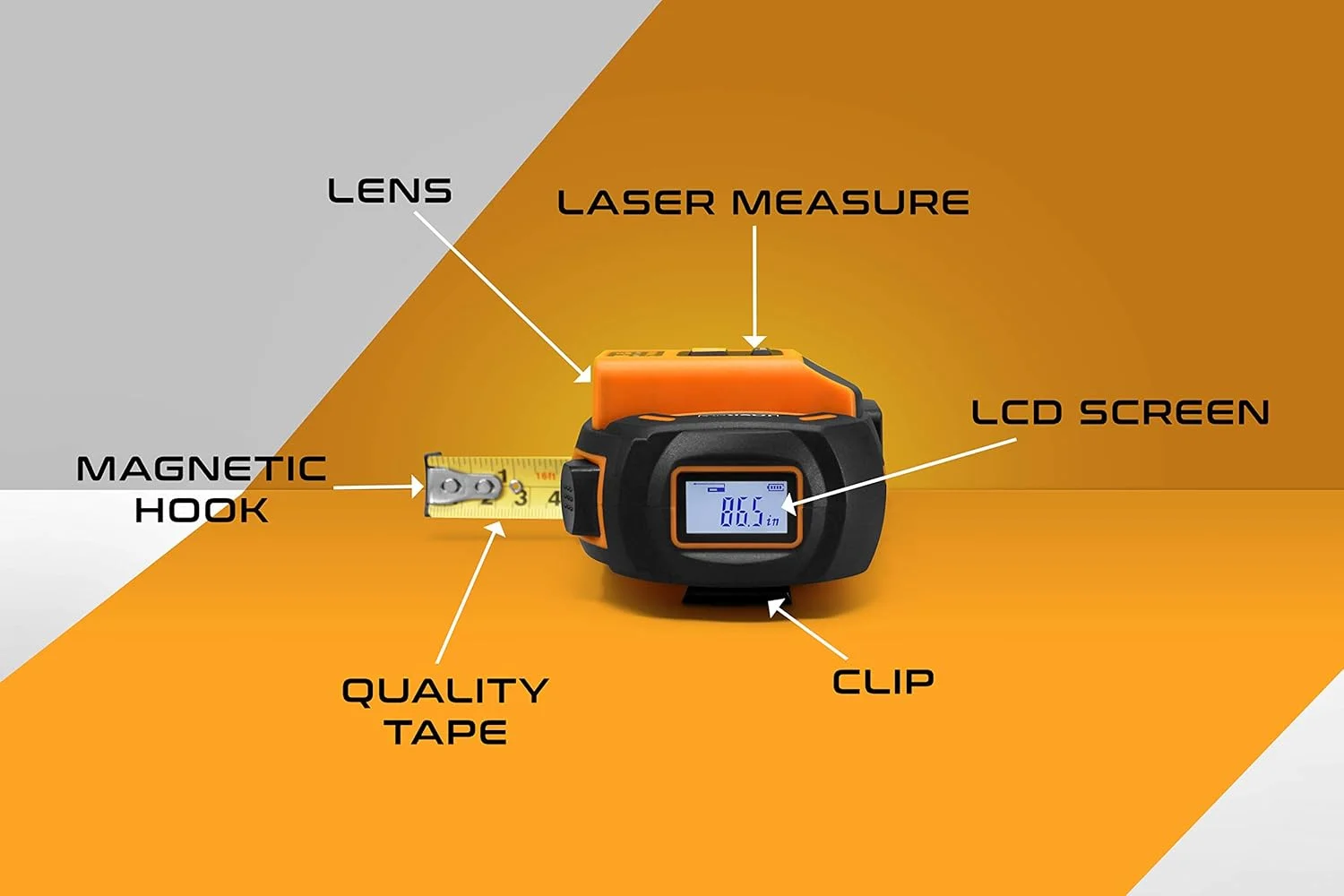 متر لیزری 2 در 1 HISS، متر لیزری 60 متر، متر نواری 5 متر با واحدهای متریک و آمریکایی با صفحه نمایش دیجیتال LCD، قلاب مغناطیسی متحرک، تبدیل واحد، ساختار محکم، سازگار و دقیق متر لیزری 2 در 1 HISS، متر لیزری 60 متر، متر نواری 5 متر با واحدهای متریک و آمریکایی با صفحه نمایش دیجیتال LCD، قلاب مغناطیسی متحرک، تبدیل واحد، ساختار محکم، سازگار و دقیق