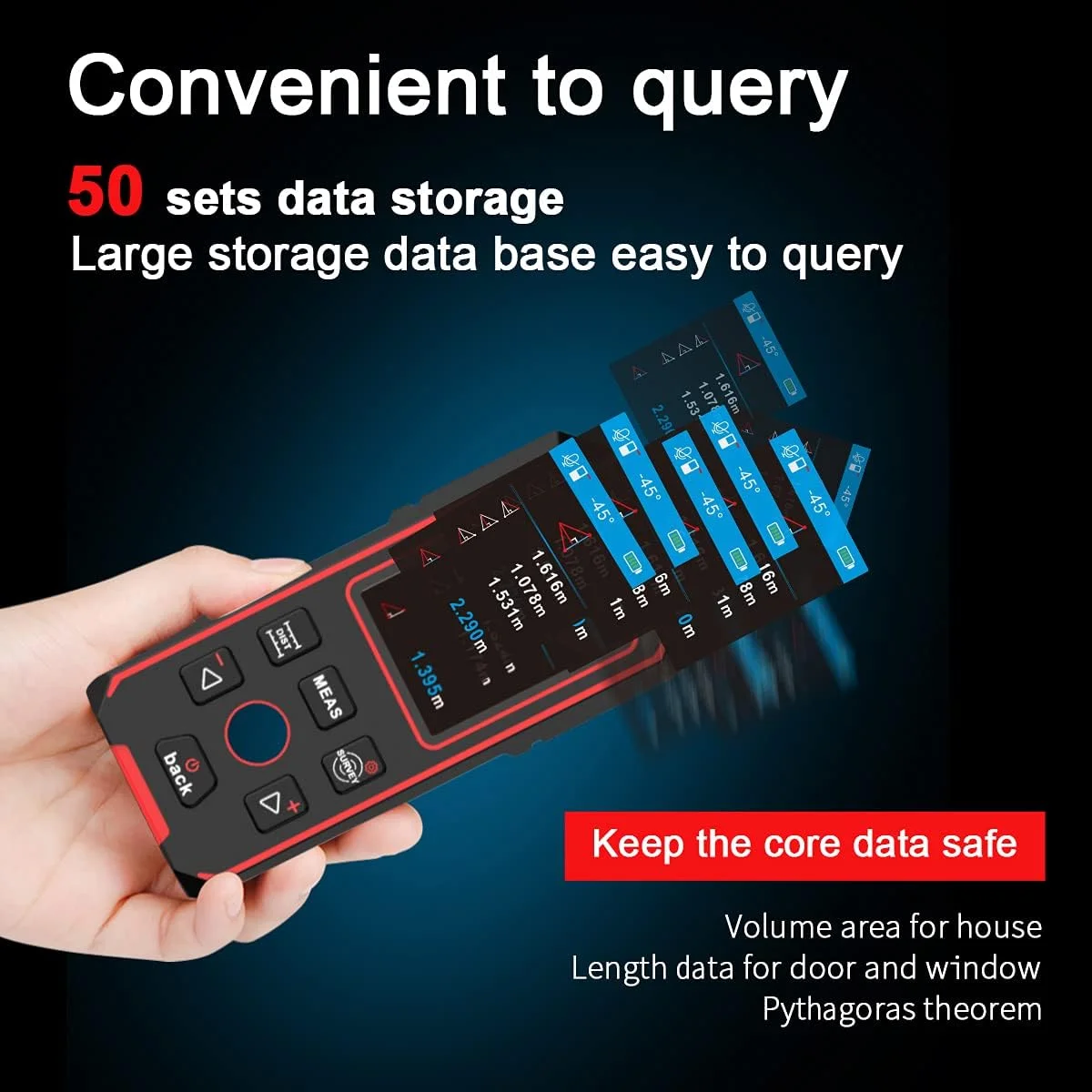 متر لیزری 60 متری/196 فوتی + اسکنر دیوار فلزیاب + تراز دیجیتال، ردیاب چند منظوره 3 در 1 با صفحه نمایش LCD و باتری قابل شارژ داخلی، متر لیزری، زاویه سنج الکترونیکی متر لیزری 60 متری/196 فوتی + اسکنر دیوار فلزیاب + تراز دیجیتال، ردیاب چند منظوره 3 در 1 با صفحه نمایش LCD و باتری قابل شارژ داخلی، متر لیزری، زاویه سنج الکترونیکی