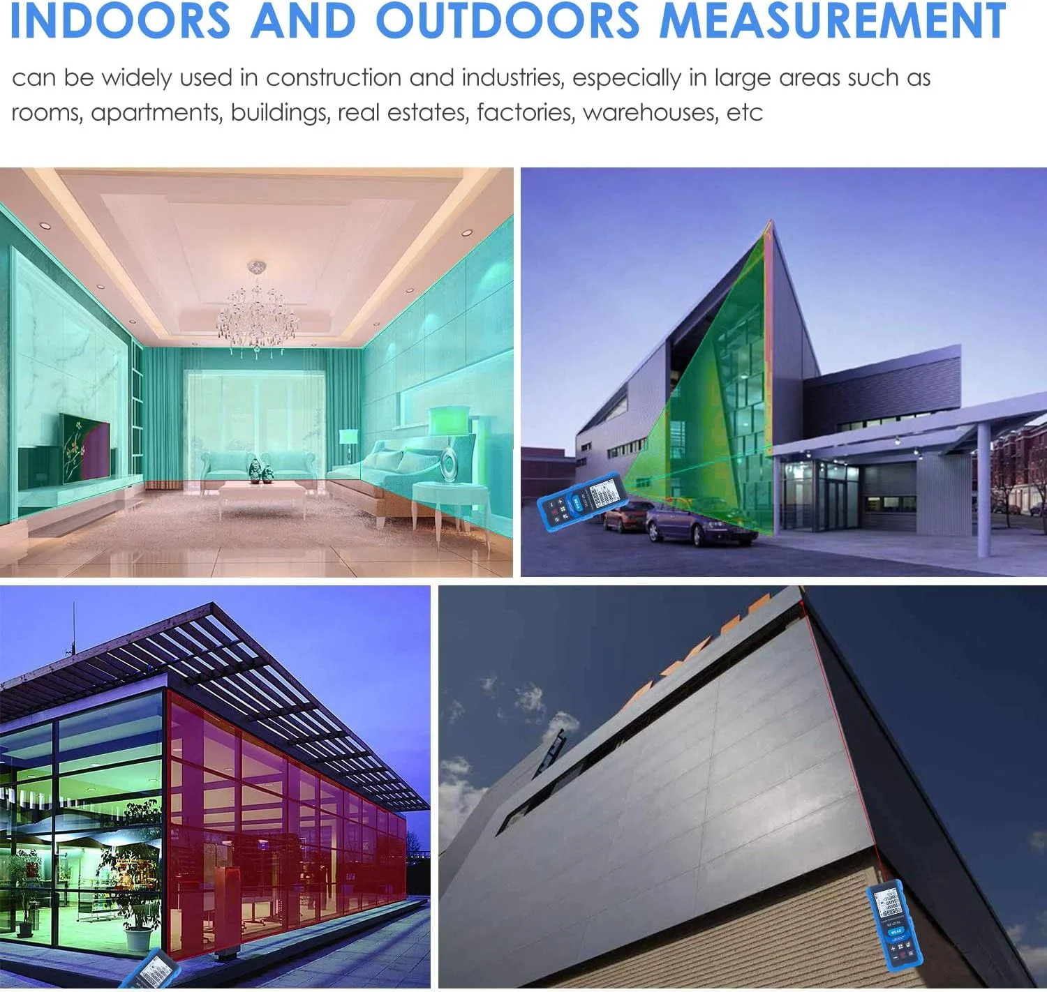 متر لیزری سبز Morelian NF-275L، مناسب فضای داخلی و خارجی، قابل شارژ، دستی، ابزار اندازه گیری فاصله الکتریکی، طول/مساحت/حجم/تراز/عمودی/فیثاغورث