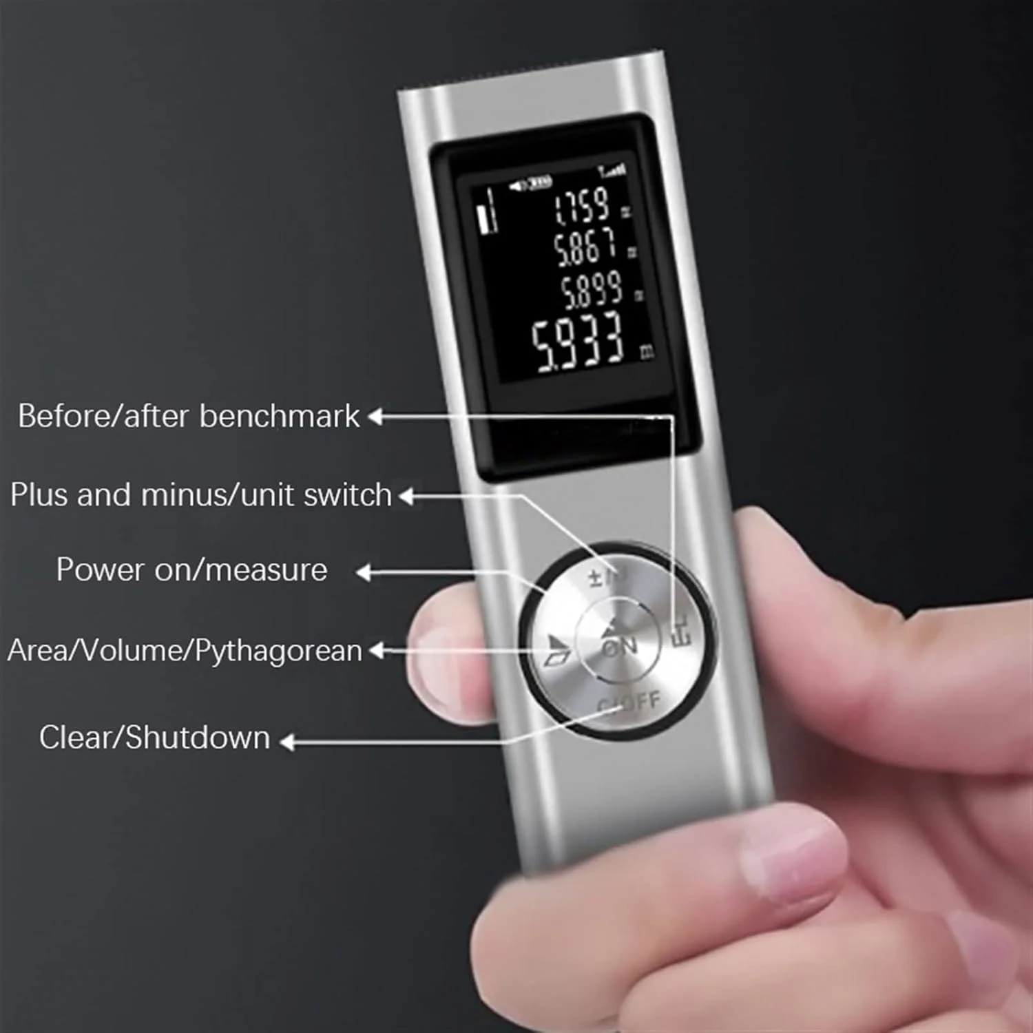 ساعت ارتفاع سنج HODORE، متر لیزری فاصله یاب، متر نواری لیزری، فاصله یاب لیزری دیجیتال، ابزار ساخت و ساز زاویه سنج (رنگ: Hortel، سایز: 40 متر)