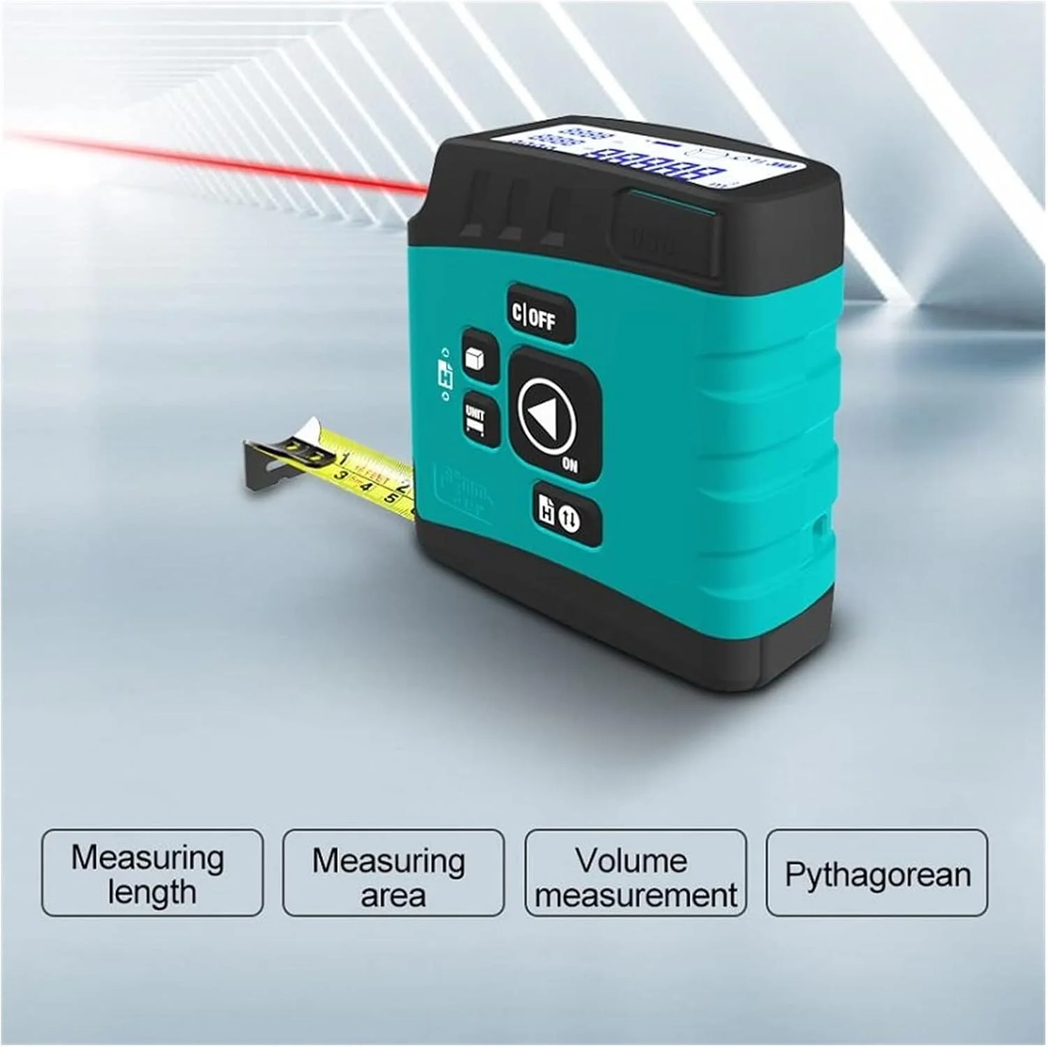 دستگاه فاصله یاب لیزری GXYGLSGSGJS مدل DT20، 3 در 1، متر لیزری، متر نواری هوشمند، نوار اندازه گیری با صفحه نمایش دیجیتال، دقت بالا