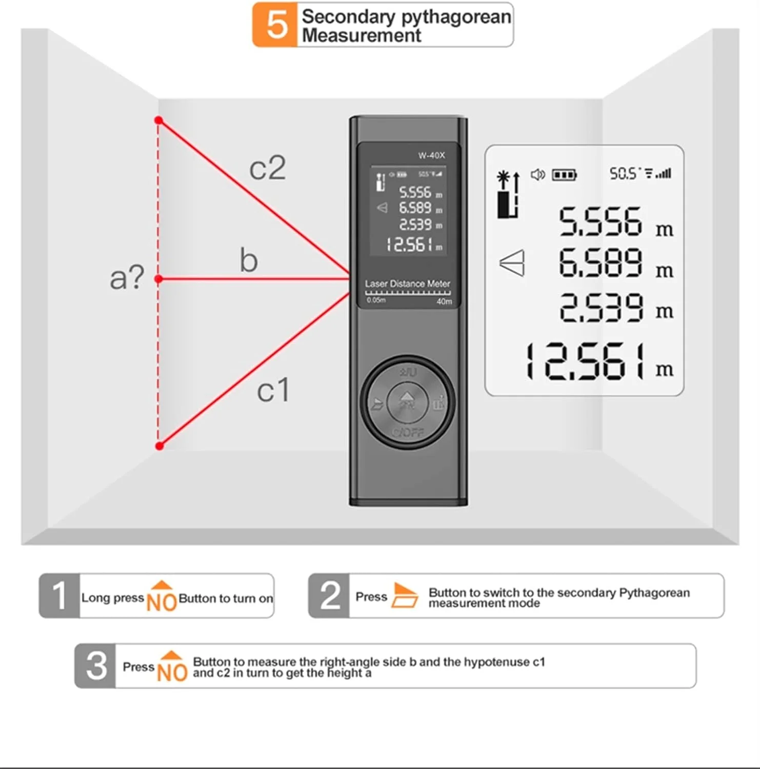 VIZCO ارتفاع سنج متر لیزری فاصله یاب متر لیزری نوار اندازه گیری لیزری دیجیتال با اندازه گیری زاویه