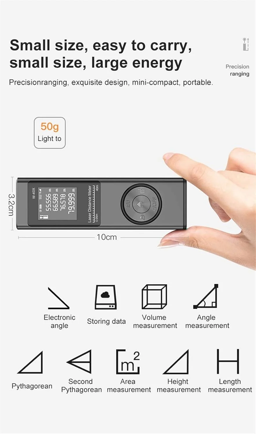 ساعت ارتفاع سنج HODORE، متر لیزری فاصله یاب، متر نواری لیزری، فاصله یاب لیزری دیجیتال با اندازه گیری زاویه