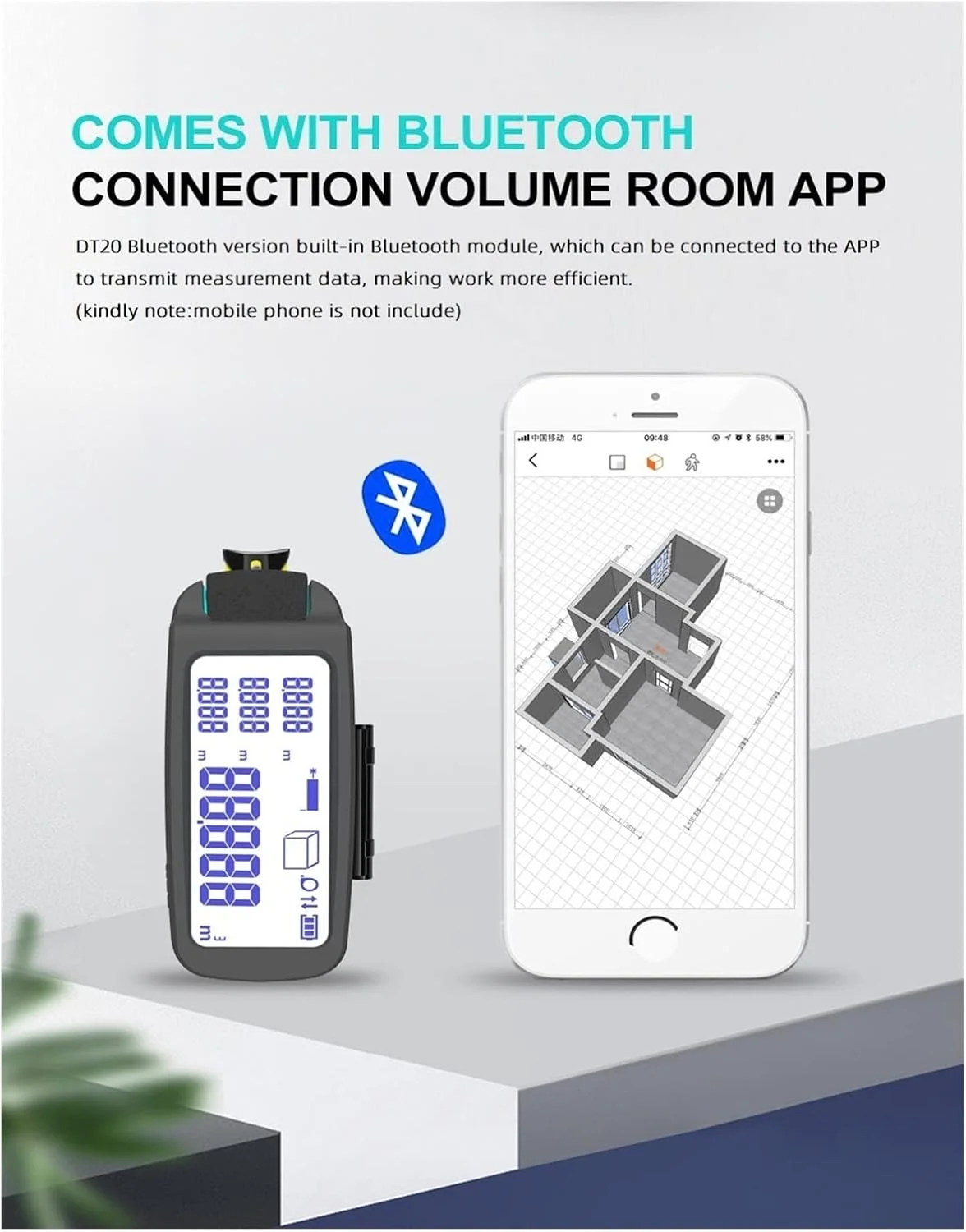 دستگاه فاصله یاب لیزری GXYGLSGSGJS مدل DT20، 3 در 1، متر لیزری، متر نواری هوشمند، نوار اندازه گیری با صفحه نمایش دیجیتال، دقت بالا