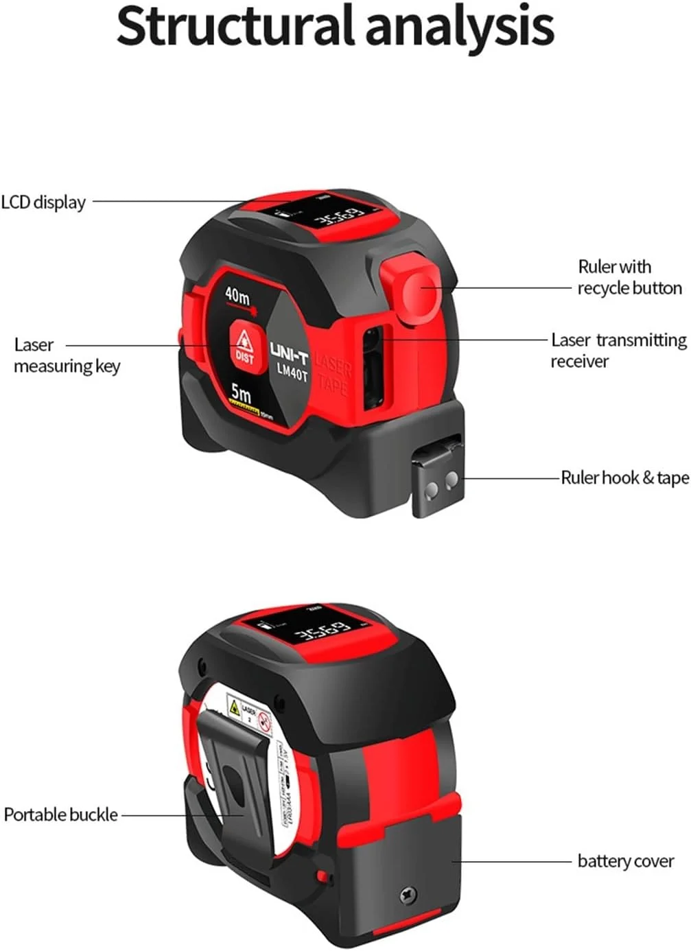 VIZCO ارتفاع سنج لیزری فاصله یاب متر نواری با نور پس زمینه دستگاه اندازه گیری ساختمان VIZCO ارتفاع سنج لیزری فاصله یاب متر نواری با نور پس زمینه دستگاه اندازه گیری ساختمان