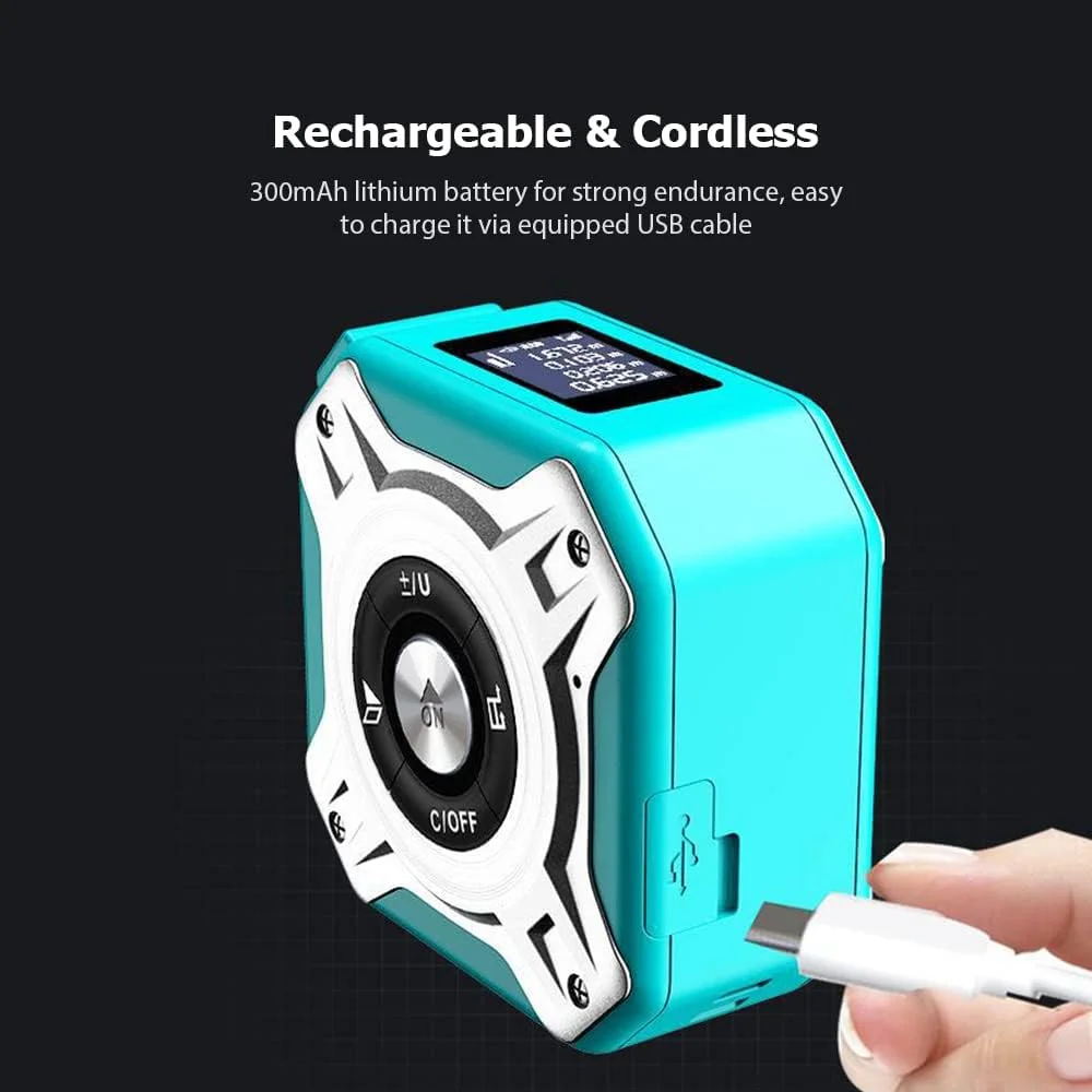 متر لیزری 3 در 1 JIANGMEI، فاصله یاب دیجیتال، متر نواری 5 متری، فاصله یاب لیزری چند منظوره قابل شارژ 40 متری، اندازه گیری فاصله/مساحت/حجم/فیثاغورث، تعویض واحد، ذخیره سازی داده متر لیزری 3 در 1 JIANGMEI، فاصله یاب دیجیتال، متر نواری 5 متری، فاصله یاب لیزری چند منظوره قابل شارژ 40 متری، اندازه گیری فاصله/مساحت/حجم/فیثاغورث، تعویض واحد، ذخیره سازی داده