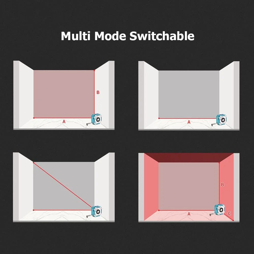 متر لیزری 3 در 1 JIANGMEI، فاصله یاب دیجیتال، متر نواری 5 متری، فاصله یاب لیزری چند منظوره قابل شارژ 40 متری، اندازه گیری فاصله/مساحت/حجم/فیثاغورث، تعویض واحد، ذخیره سازی داده متر لیزری 3 در 1 JIANGMEI، فاصله یاب دیجیتال، متر نواری 5 متری، فاصله یاب لیزری چند منظوره قابل شارژ 40 متری، اندازه گیری فاصله/مساحت/حجم/فیثاغورث، تعویض واحد، ذخیره سازی داده