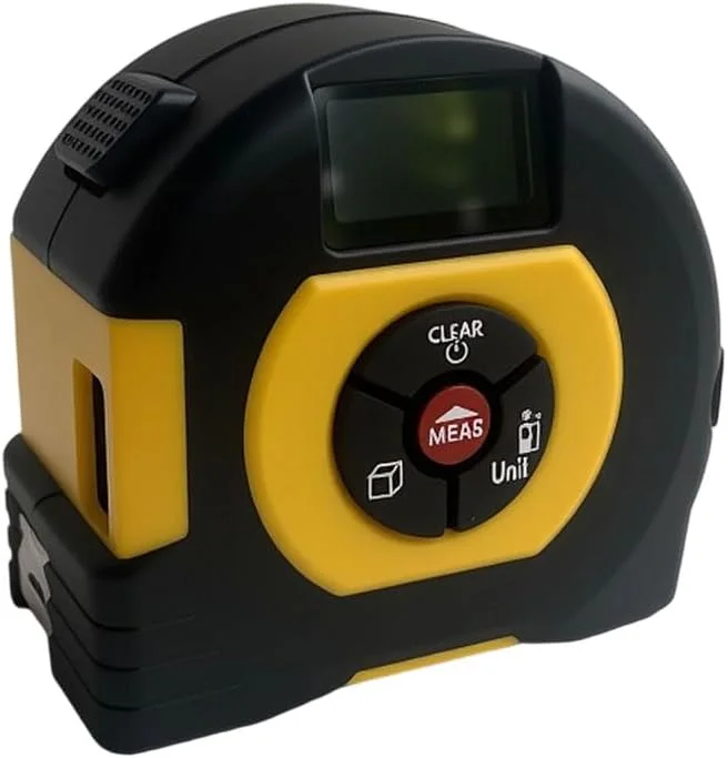 متر لیزری دیجیتال Miangerrn، برد 60 متر به همراه متر نواری 5 متری، مشکی و زرد