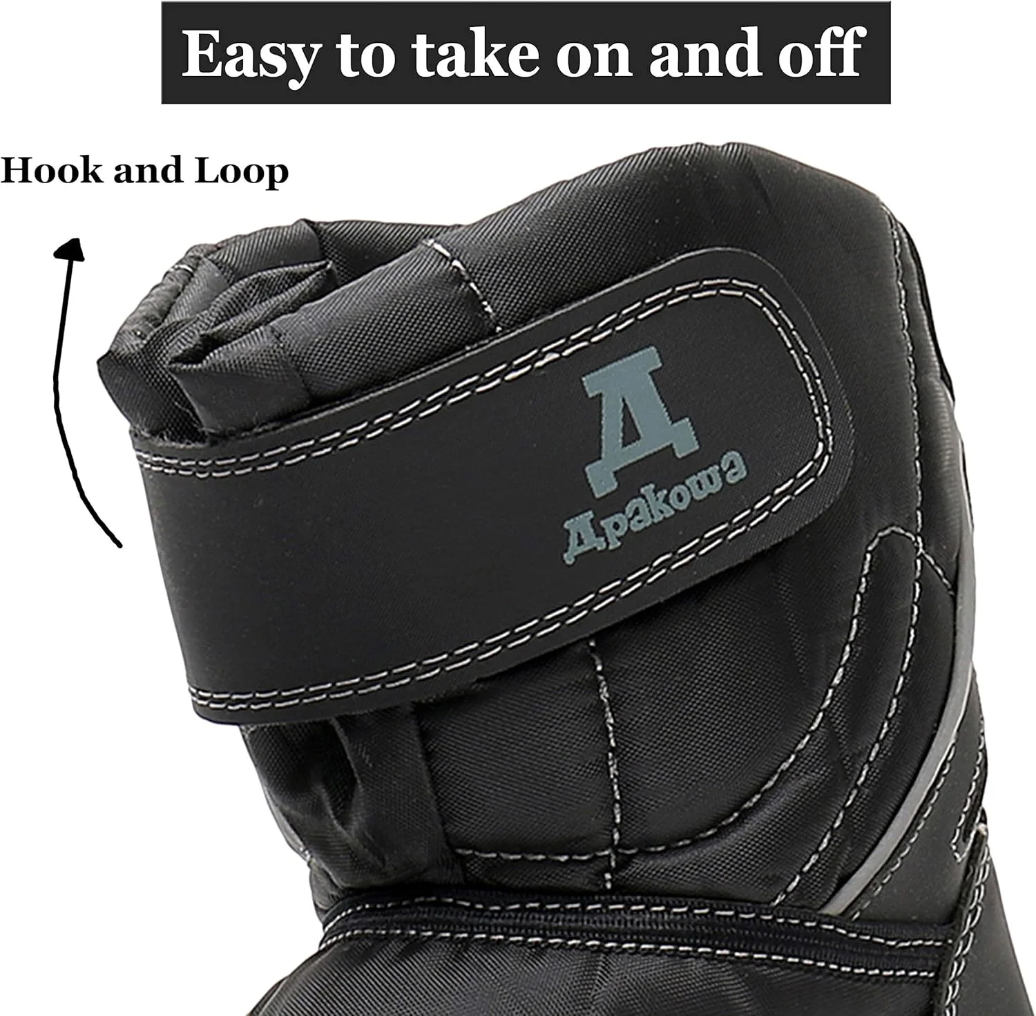 بوت های برفی پسرانه آپاکووا مناسب هوای سرد (مناسب کودکان نوپا/کودکان کوچک) - مشکی