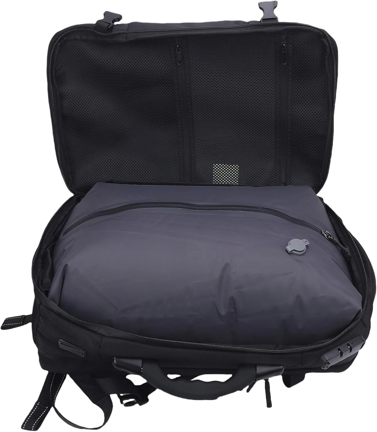 کوله پشتی مسافرتی وکیوم، کوله پشتی فشرده سازی هوا 56 لیتری قابل گسترش، کوله پشتی ضد آب لپ تاپ تجاری با پورت شارژ USB برای زنان و مردان