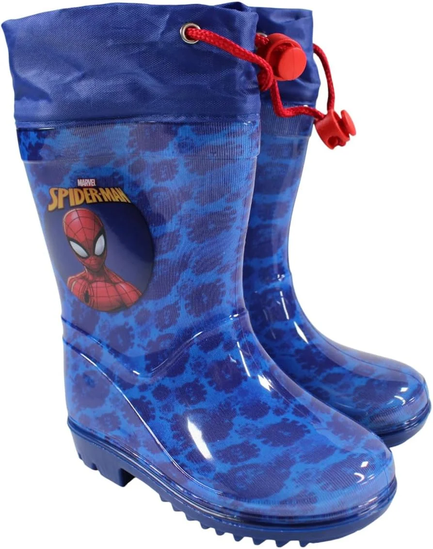 چکمه های ولینگتون پسرانه طرح مرد عنکبوتی مارول eplusm، مناسب سنین 2 تا 8 سال، کفش های بارانی گرم بدون آستر، چکمه های بارانی ضد آب کودکان، چکمه های اسلیپ-آن، آبی، سایز 32 اروپا