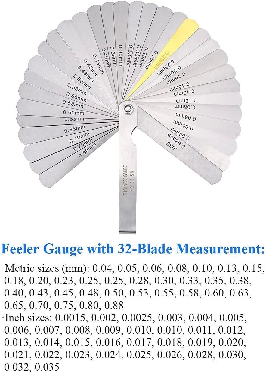 مجموعه گیج فیلر 2 تکه KASTWAVE شامل گیج 32 تیغه و گیج افست 16 تیغه، سایزهای دوگانه SAE و متریک، اندازه گیری دقیق فواصل مکانیکی مجموعه گیج فیلر 2 تکه KASTWAVE شامل گیج 32 تیغه و گیج افست 16 تیغه، سایزهای دوگانه SAE و متریک، اندازه گیری دقیق فواصل مکانیکی