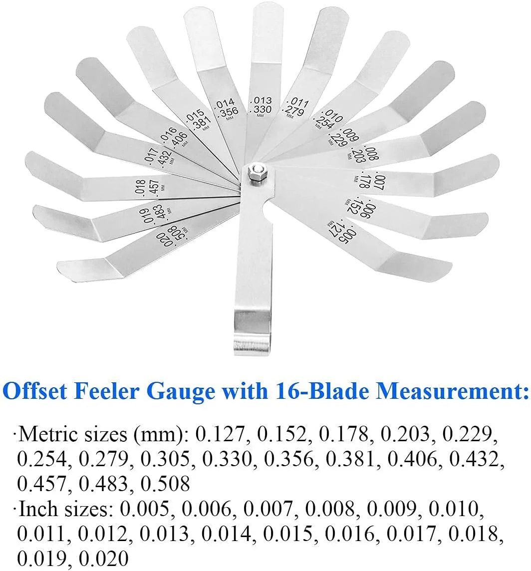 مجموعه گیج فیلر 2 تکه KASTWAVE شامل گیج 32 تیغه و گیج افست 16 تیغه، سایزهای دوگانه SAE و متریک، اندازه گیری دقیق فواصل مکانیکی مجموعه گیج فیلر 2 تکه KASTWAVE شامل گیج 32 تیغه و گیج افست 16 تیغه، سایزهای دوگانه SAE و متریک، اندازه گیری دقیق فواصل مکانیکی