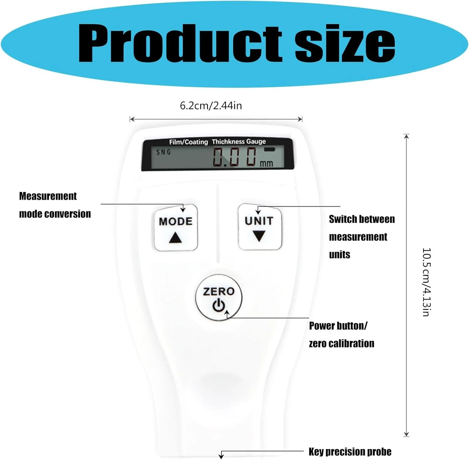 ضخامت سنج دیجیتال پیشرفته رنگ خودرو، ابزار تست پوشش فلزی غیر مخرب برای اندازه گیری لایه رنگ خودرو، عمق سنج سریع و دقیق برای تعمیر بدنه خودرو و بازرسی رنگ ضخامت سنج دیجیتال پیشرفته رنگ خودرو، ابزار تست پوشش فلزی غیر مخرب برای اندازه گیری لایه رنگ خودرو، عمق سنج سریع و دقیق برای تعمیر بدنه خودرو و بازرسی رنگ