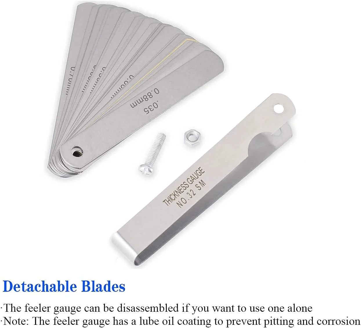 مجموعه گیج فیلر 2 تکه KASTWAVE شامل گیج 32 تیغه و گیج افست 16 تیغه، سایزهای دوگانه SAE و متریک، اندازه گیری دقیق فواصل مکانیکی مجموعه گیج فیلر 2 تکه KASTWAVE شامل گیج 32 تیغه و گیج افست 16 تیغه، سایزهای دوگانه SAE و متریک، اندازه گیری دقیق فواصل مکانیکی