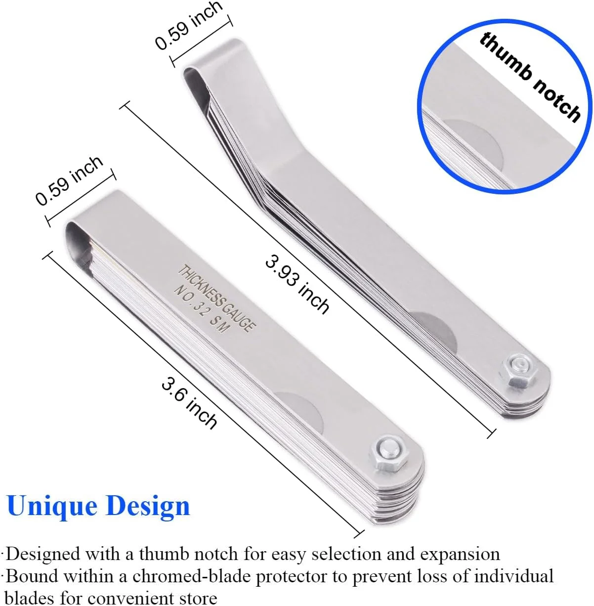 KASTWAVE گیج فیلر 2 عددی با 32 تیغه و گیج فیلر افست با 16 تیغه، ابزار اندازه گیری شکاف دوگانه متریک و اینچی KASTWAVE گیج فیلر 2 عددی با 32 تیغه و گیج فیلر افست با 16 تیغه، ابزار اندازه گیری شکاف دوگانه متریک و اینچی
