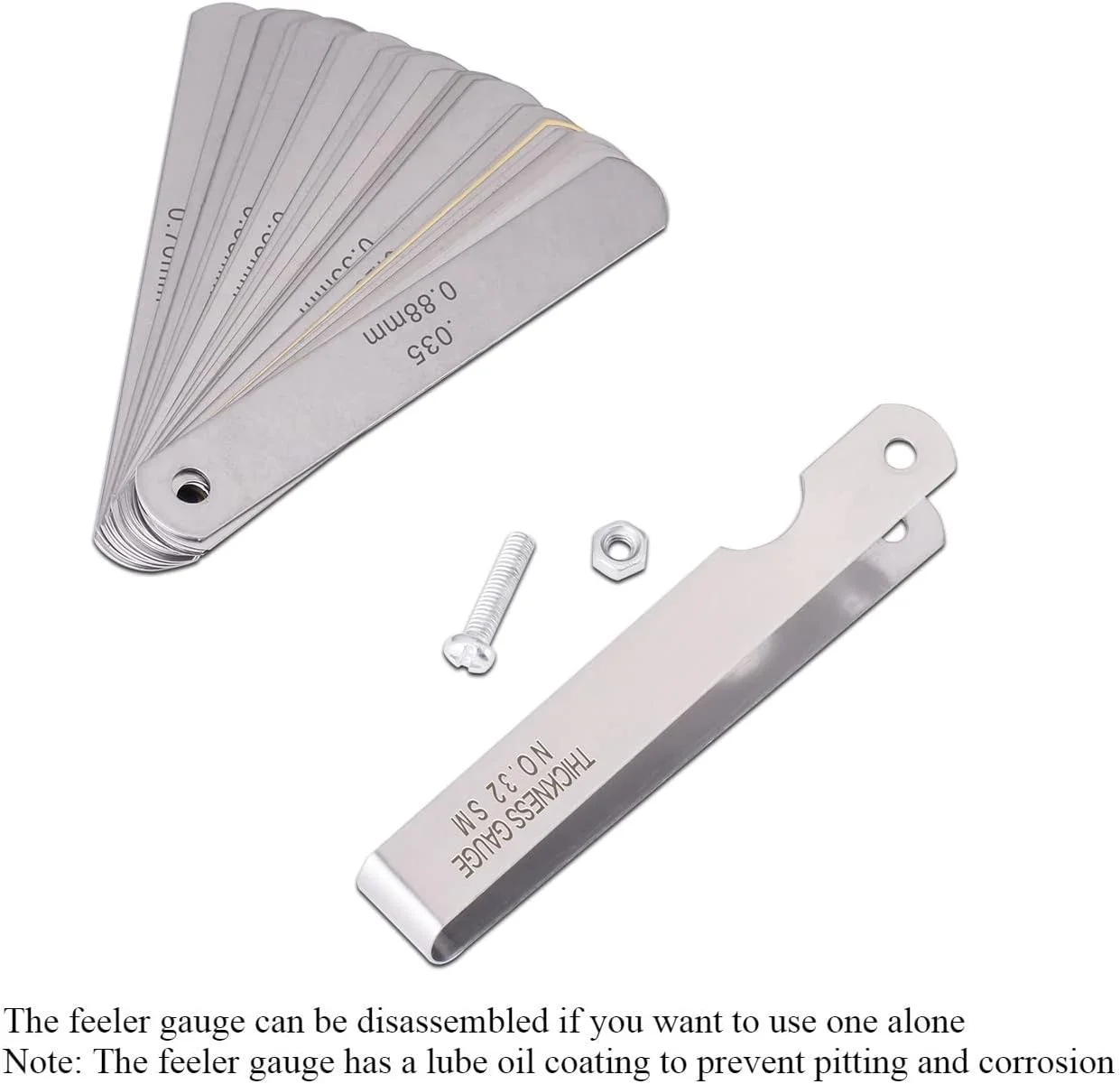 KASTWAVE گیج فیلر 2 عددی با 32 تیغه و گیج فیلر افست با 16 تیغه، ابزار اندازه گیری شکاف دوگانه متریک و اینچی KASTWAVE گیج فیلر 2 عددی با 32 تیغه و گیج فیلر افست با 16 تیغه، ابزار اندازه گیری شکاف دوگانه متریک و اینچی