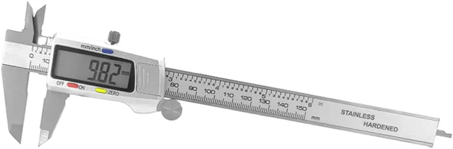 چابیا کولیس ورنیه دیجیتال 6 اینچی، بدنه استیل ضد زنگ، ابزار اندازه گیری با صفحه نمایش LCD، 150 میلی متر، همراه با جعبه چابیا کولیس ورنیه دیجیتال 6 اینچی، بدنه استیل ضد زنگ، ابزار اندازه گیری با صفحه نمایش LCD، 150 میلی متر، همراه با جعبه