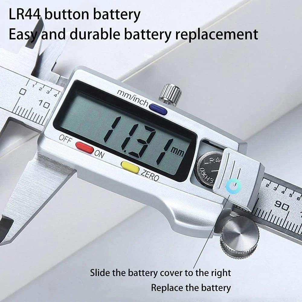 چابیا کولیس ورنیه دیجیتال 6 اینچی، بدنه استیل ضد زنگ، ابزار اندازه گیری با صفحه نمایش LCD، 150 میلی متر، همراه با جعبه چابیا کولیس ورنیه دیجیتال 6 اینچی، بدنه استیل ضد زنگ، ابزار اندازه گیری با صفحه نمایش LCD، 150 میلی متر، همراه با جعبه