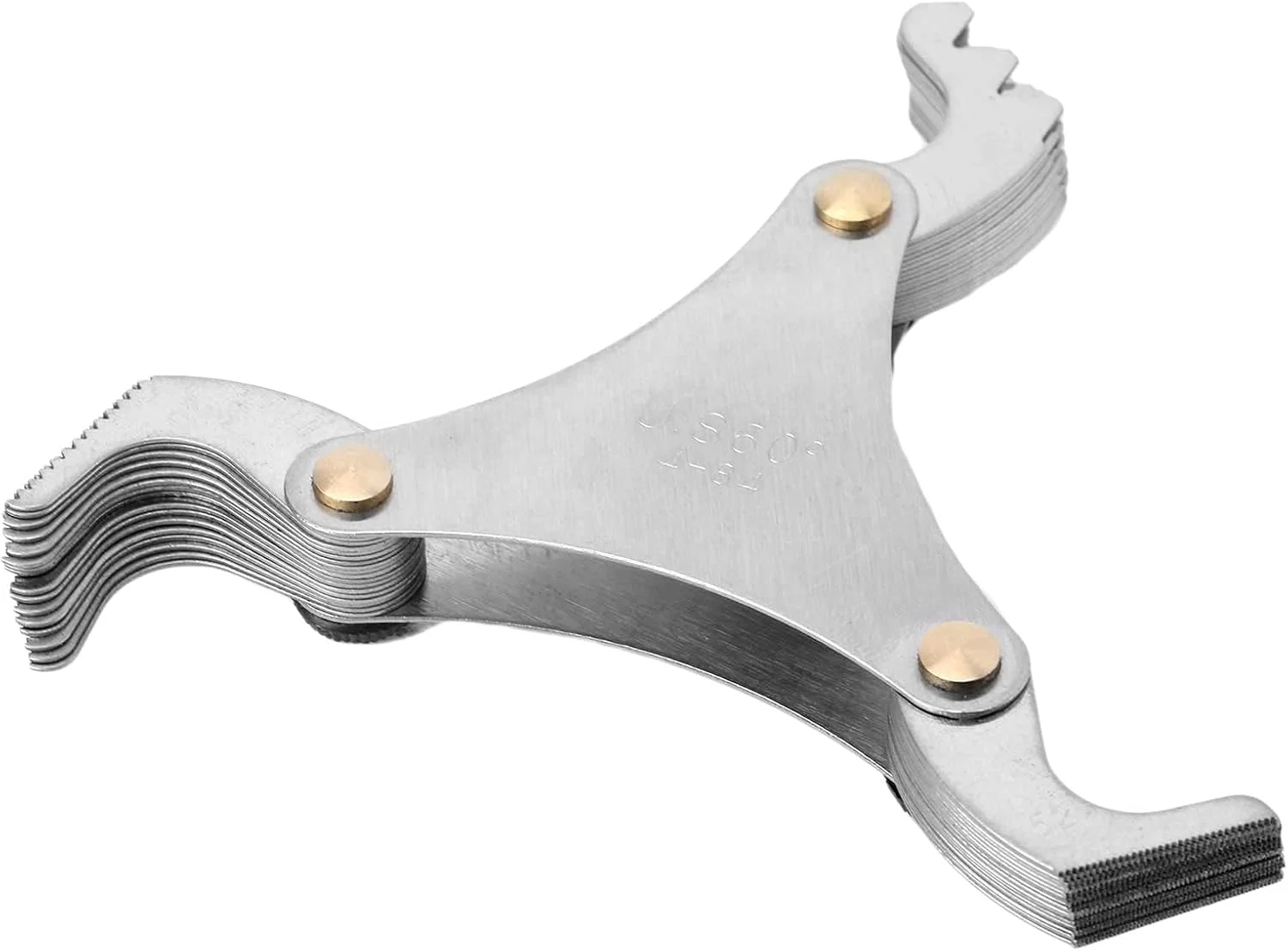 گیج اندازه گیری گام پیچ فولاد ضد زنگ 51 تیغه رزوه 60 درجه ابزار اندازه گیری سر مثلثی