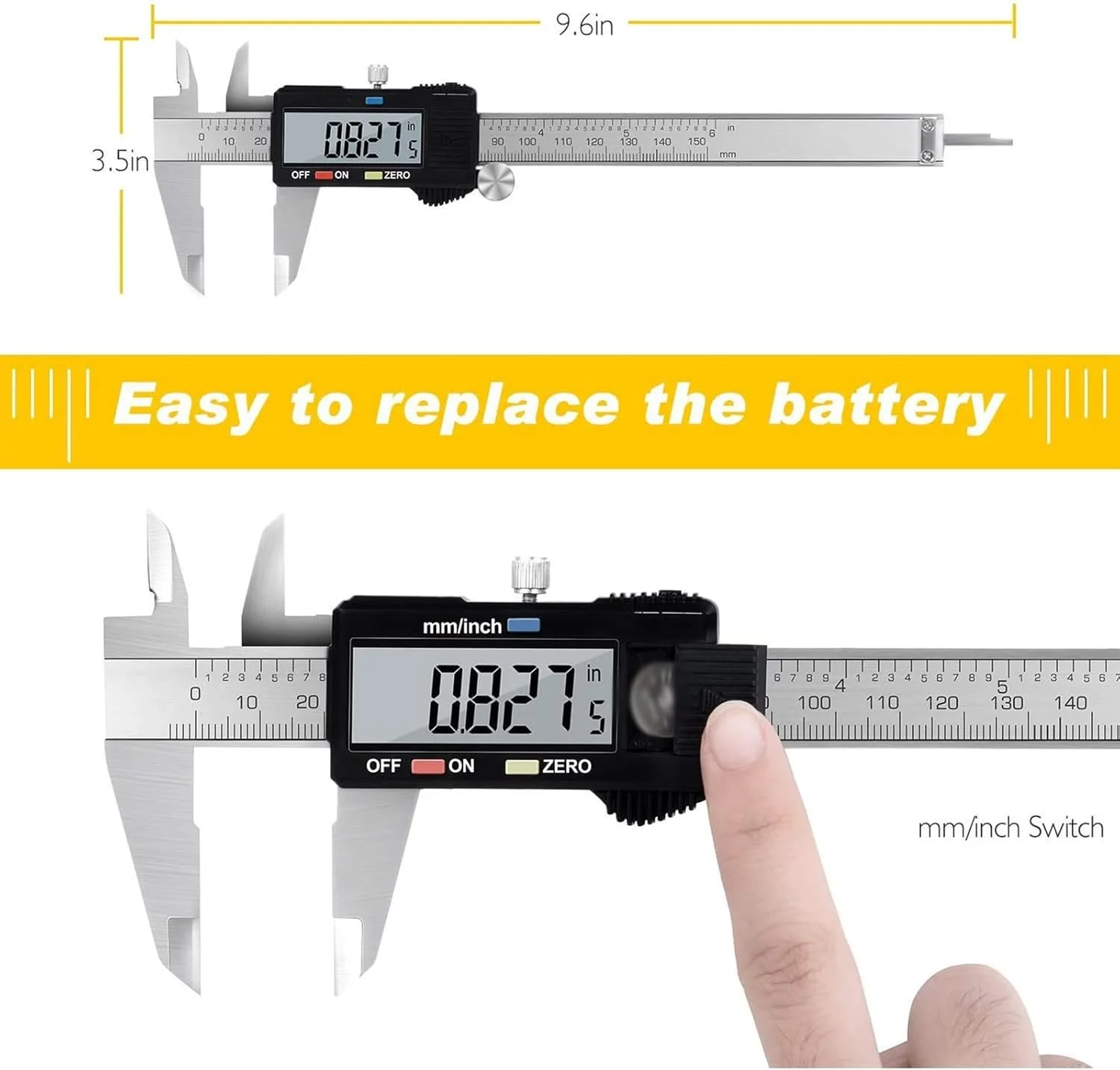 کولیس دیجیتال THE WHITE SHOP، کولیس الکترونیکی با قابلیت خاموش شدن خودکار و صفحه نمایش بزرگ، ابزار اندازه گیری تبدیل ورنیه (اندازه: نقره ای) کولیس دیجیتال THE WHITE SHOP، کولیس الکترونیکی با قابلیت خاموش شدن خودکار و صفحه نمایش بزرگ، ابزار اندازه گیری تبدیل ورنیه (اندازه: نقره ای)