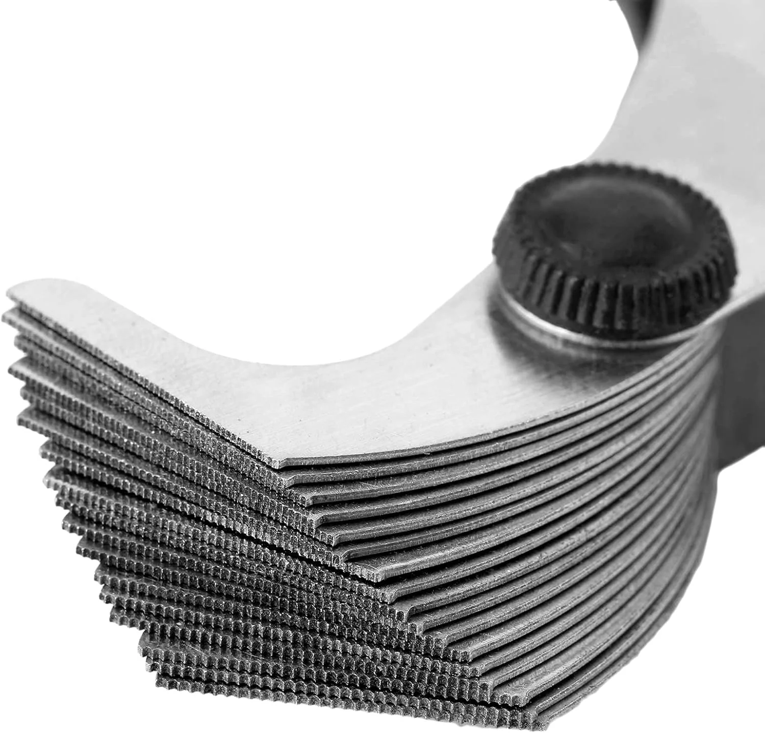 گیج اندازه گیری گام پیچ فولاد ضد زنگ 51 تیغه رزوه 60 درجه ابزار اندازه گیری سر مثلثی