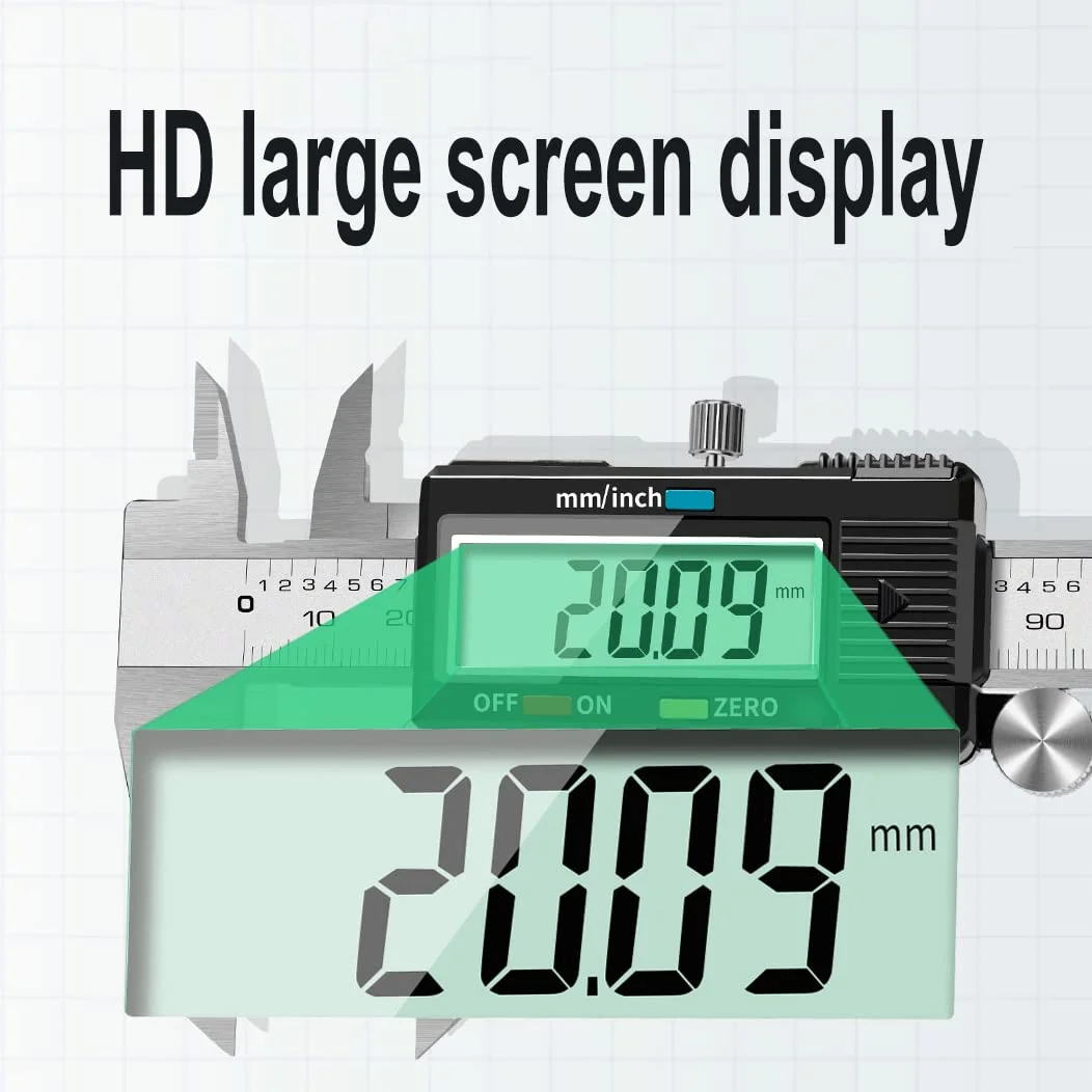 کولیس دیجیتال YKLSXKC ابزار اندازه گیری 15 سانتی متری استیل ضد زنگ اینچ/میلی متر/کسری، کولیس ورنیه الکترونیکی برای جواهرات نجاری، نقره ای براق