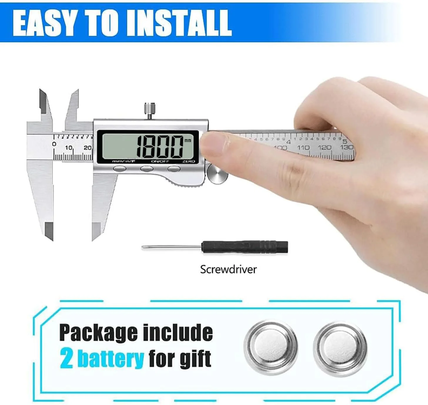 ابزار اندازه گیری کولیس دیجیتال، کولیس ورنیه میکرومتر دیجیتال 6 اینچی، خط کش دیجیتال با صفحه نمایش ال سی دی بزرگ، تغییر آسان از اینچ به متریک و کسری ابزار اندازه گیری کولیس دیجیتال، کولیس ورنیه میکرومتر دیجیتال 6 اینچی، خط کش دیجیتال با صفحه نمایش ال سی دی بزرگ، تغییر آسان از اینچ به متریک و کسری