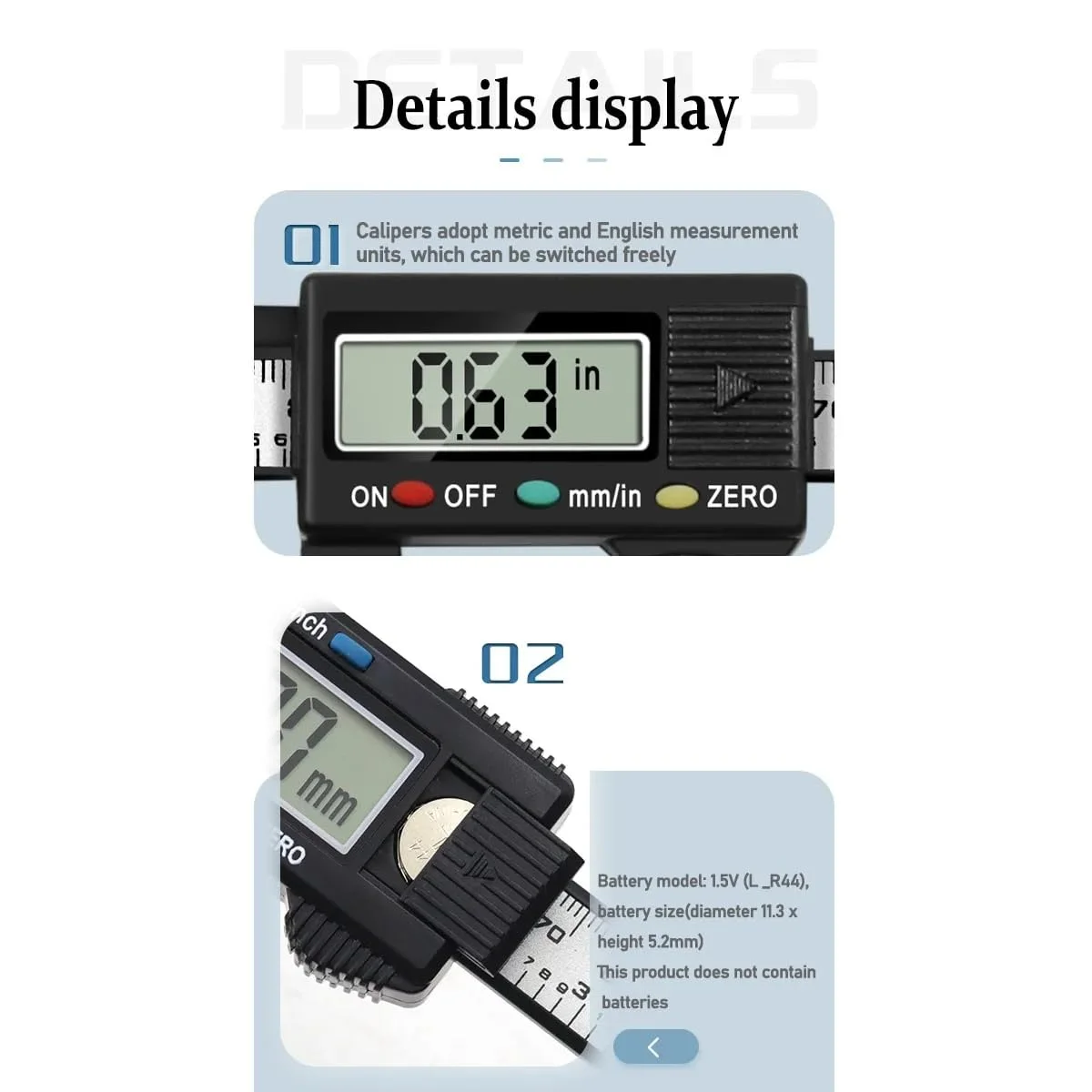 کولیس دیجیتال 0-6 اینچ - ابزار اندازه گیری دقیق ورنیه الکترونیکی با صفحه نمایش LCD بزرگ، تبدیل اینچ/میلی متر، خاموش شدن خودکار، گیج میکرومتر، خط کش پلاستیکی 0-150 میلی متر، 6 اینچی کولیس دیجیتال 0-6 اینچ - ابزار اندازه گیری دقیق ورنیه الکترونیکی با صفحه نمایش LCD بزرگ، تبدیل اینچ/میلی متر، خاموش شدن خودکار، گیج میکرومتر، خط کش پلاستیکی 0-150 میلی متر، 6 اینچی
