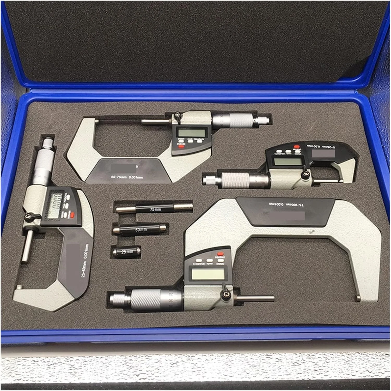 میکرومتر دیجیتال ZAIED، میکرومتر بیرونی الکترونیکی 0-25 میلی متر، 25-50 میلی متر، 50-75 میلی متر، 75-100 میلی متر، 0.001 میلی متر، ابزار اندازه گیری میکرومتر دیجیتال با صفحه نمایش LCD بسیار بزرگ (رنگ :