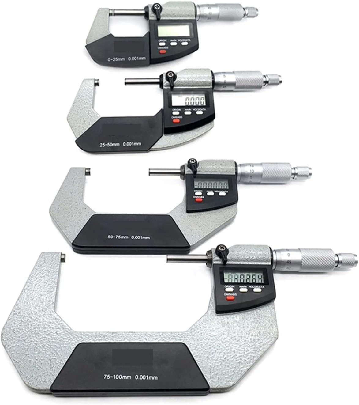 میکرومتر دیجیتال ZAIED، میکرومتر بیرونی الکترونیکی 0-25 میلی متر، 25-50 میلی متر، 50-75 میلی متر، 75-100 میلی متر، 0.001 میلی متر، ابزار اندازه گیری میکرومتر دیجیتال با صفحه نمایش LCD بسیار بزرگ (رنگ :