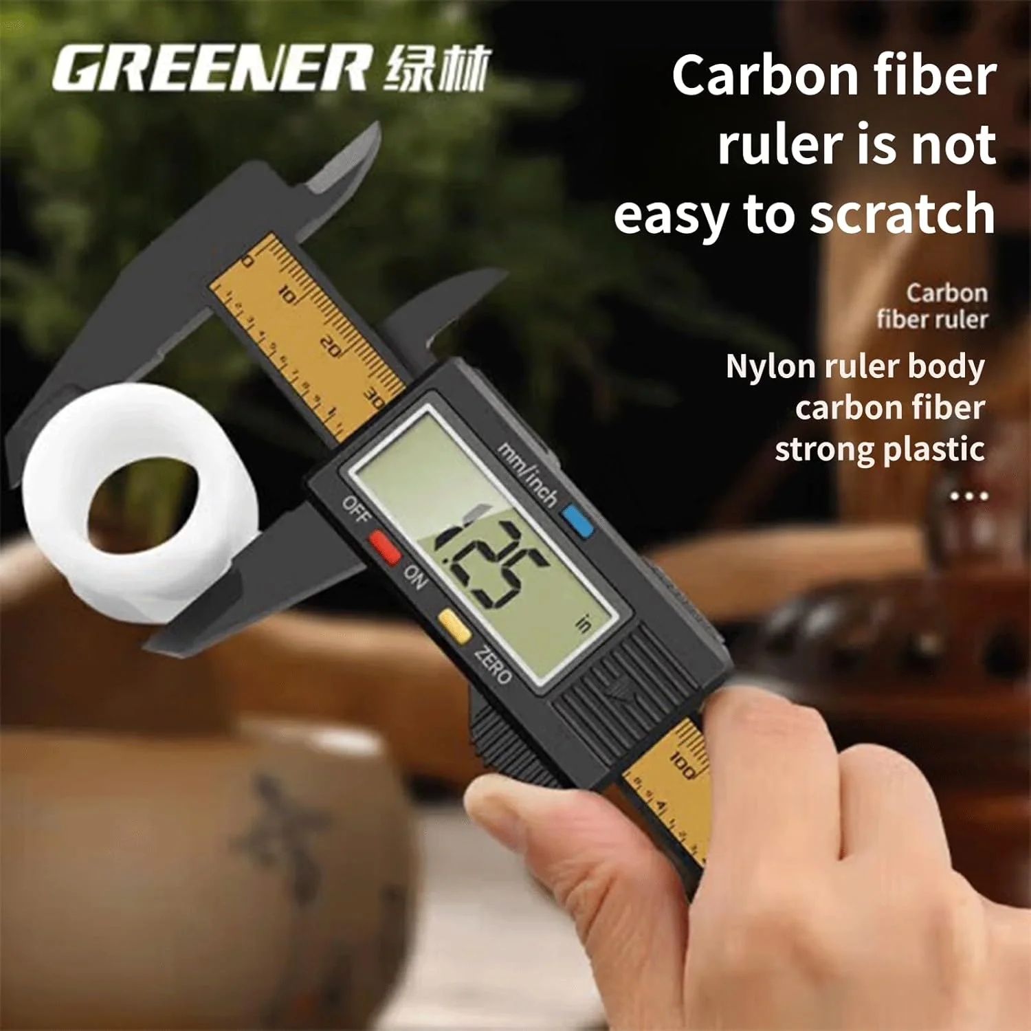 کولیس دیجیتال ساده ETSG - طراحی تمام پلاستیک فیبر کربنی، محدوده اندازه گیری 0-150 میلی متر، دقت 0.01 میلی متر، صفحه نمایش HD، سوئیچینگ متریک/اینچی، مناسب برای اندازه گیری خانگی/جواهرات/فرهنگی