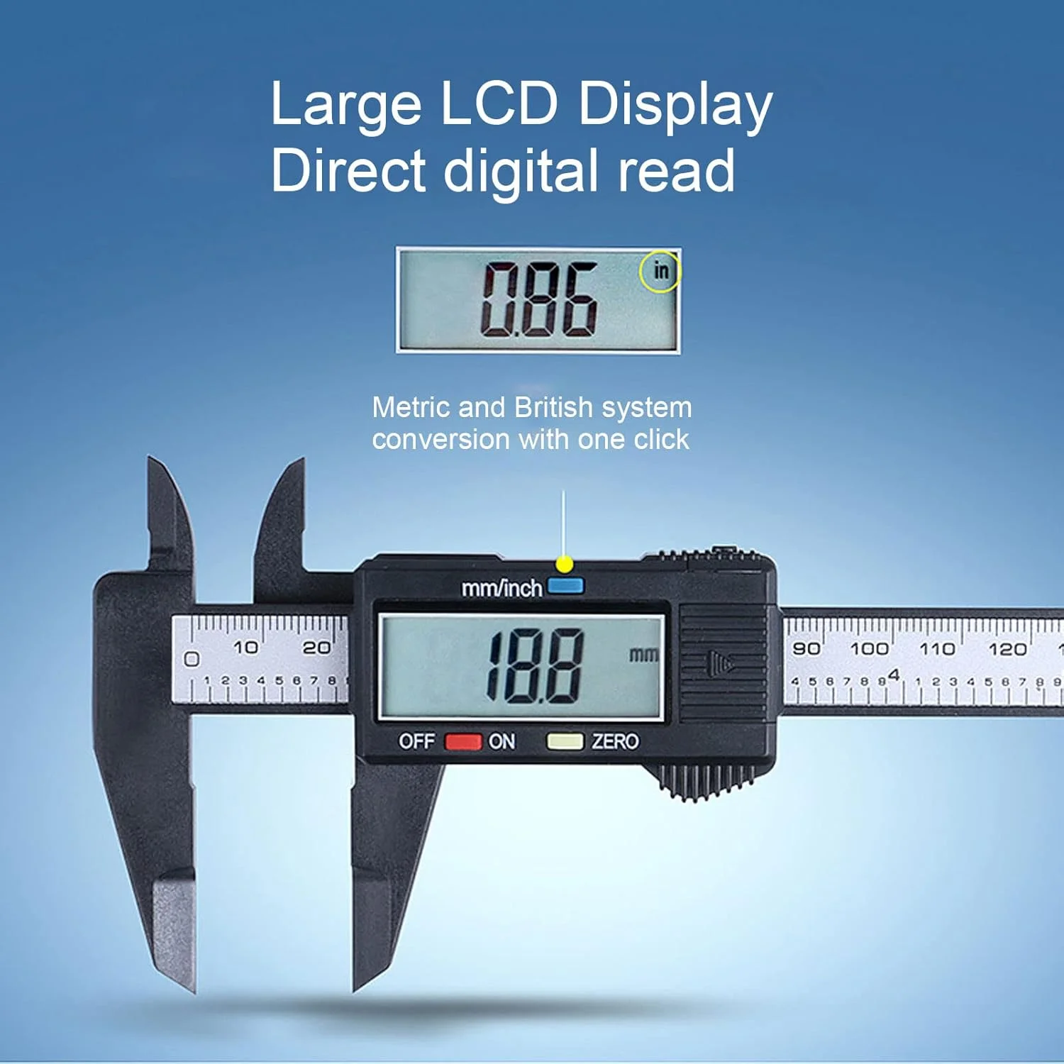کولیس ورنیه ایرشی، 0.1 میلی متر 0.01 اینچ صفحه نمایش LCD بزرگ قابل حمل خاموش شدن خودکار کولیس دیجیتال برای خانه کولیس ورنیه ایرشی، 0.1 میلی متر 0.01 اینچ صفحه نمایش LCD بزرگ قابل حمل خاموش شدن خودکار کولیس دیجیتال برای خانه