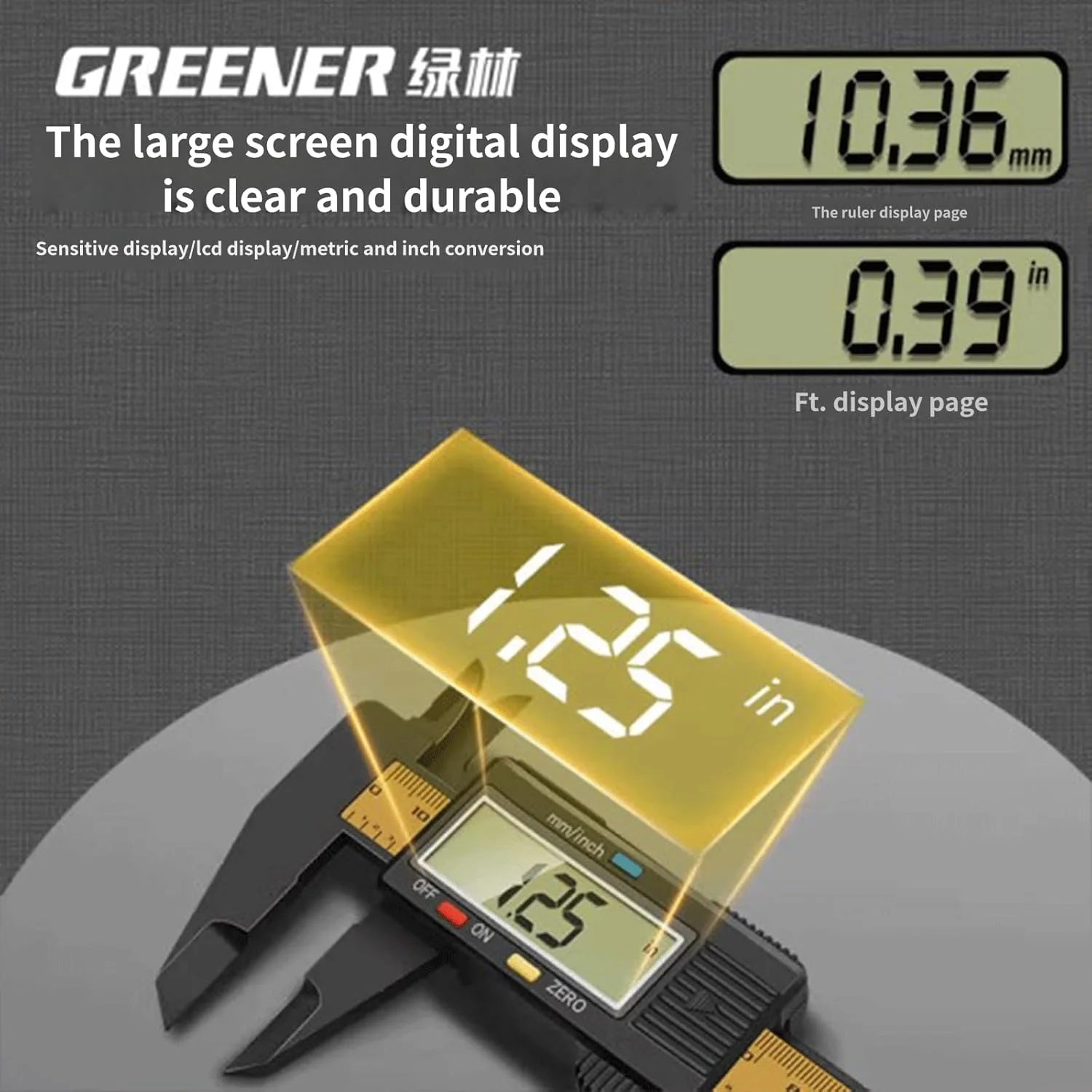 کولیس دیجیتال ساده ETSG - طراحی تمام پلاستیک فیبر کربنی، محدوده اندازه گیری 0-150 میلی متر، دقت 0.01 میلی متر، صفحه نمایش HD، سوئیچینگ متریک/اینچی، مناسب برای اندازه گیری خانگی/جواهرات/فرهنگی