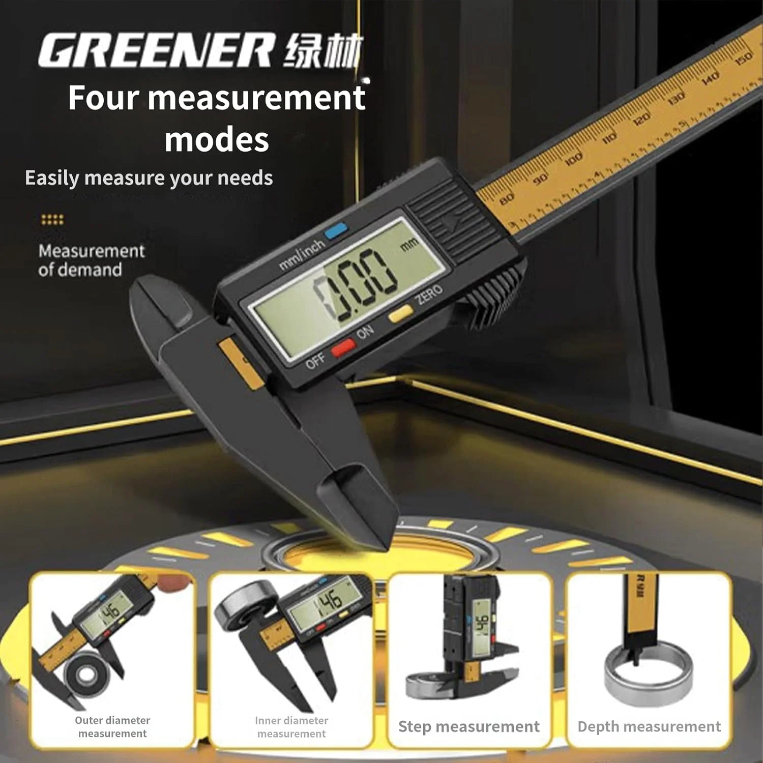 کولیس دیجیتال ساده ETSG - طراحی تمام پلاستیک فیبر کربنی، محدوده اندازه گیری 0-150 میلی متر، دقت 0.01 میلی متر، صفحه نمایش HD، سوئیچینگ متریک/اینچی، مناسب برای اندازه گیری خانگی/جواهرات/فرهنگی