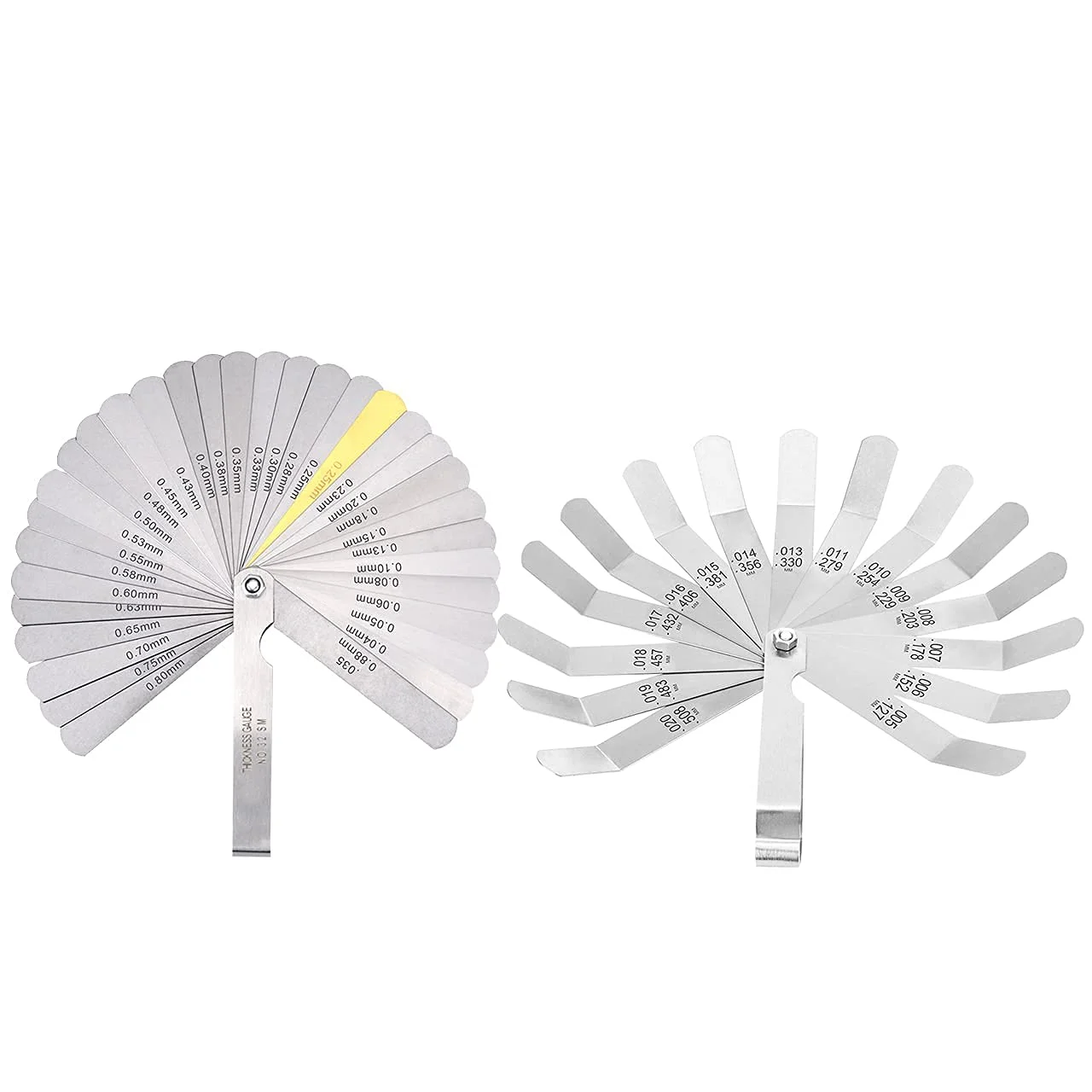 مجموعه فیلر گیج KASTWAVE شامل 2 عدد فیلر گیج، یکی با 32 تیغه و دیگری با 16 تیغه، ابزار اندازه گیری فاصله دوگانه با مقیاس متریک و اینچی مجموعه فیلر گیج KASTWAVE شامل 2 عدد فیلر گیج، یکی با 32 تیغه و دیگری با 16 تیغه، ابزار اندازه گیری فاصله دوگانه با مقیاس متریک و اینچی