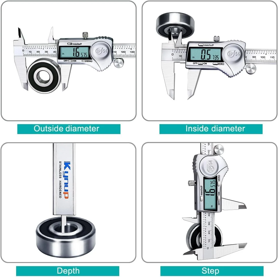 کولیس دیجیتال Kynup، ابزار اندازه گیری 6 اینچی با فولاد ضد زنگ، طراحی محافظت در برابر پاشش آب IP54، تغییر آسان از اینچ به متریک و کسری، صفحه نمایش LCD بزرگ (150 میلی متر) کولیس دیجیتال Kynup، ابزار اندازه گیری 6 اینچی با فولاد ضد زنگ، طراحی محافظت در برابر پاشش آب IP54، تغییر آسان از اینچ به متریک و کسری، صفحه نمایش LCD بزرگ (150 میلی متر)