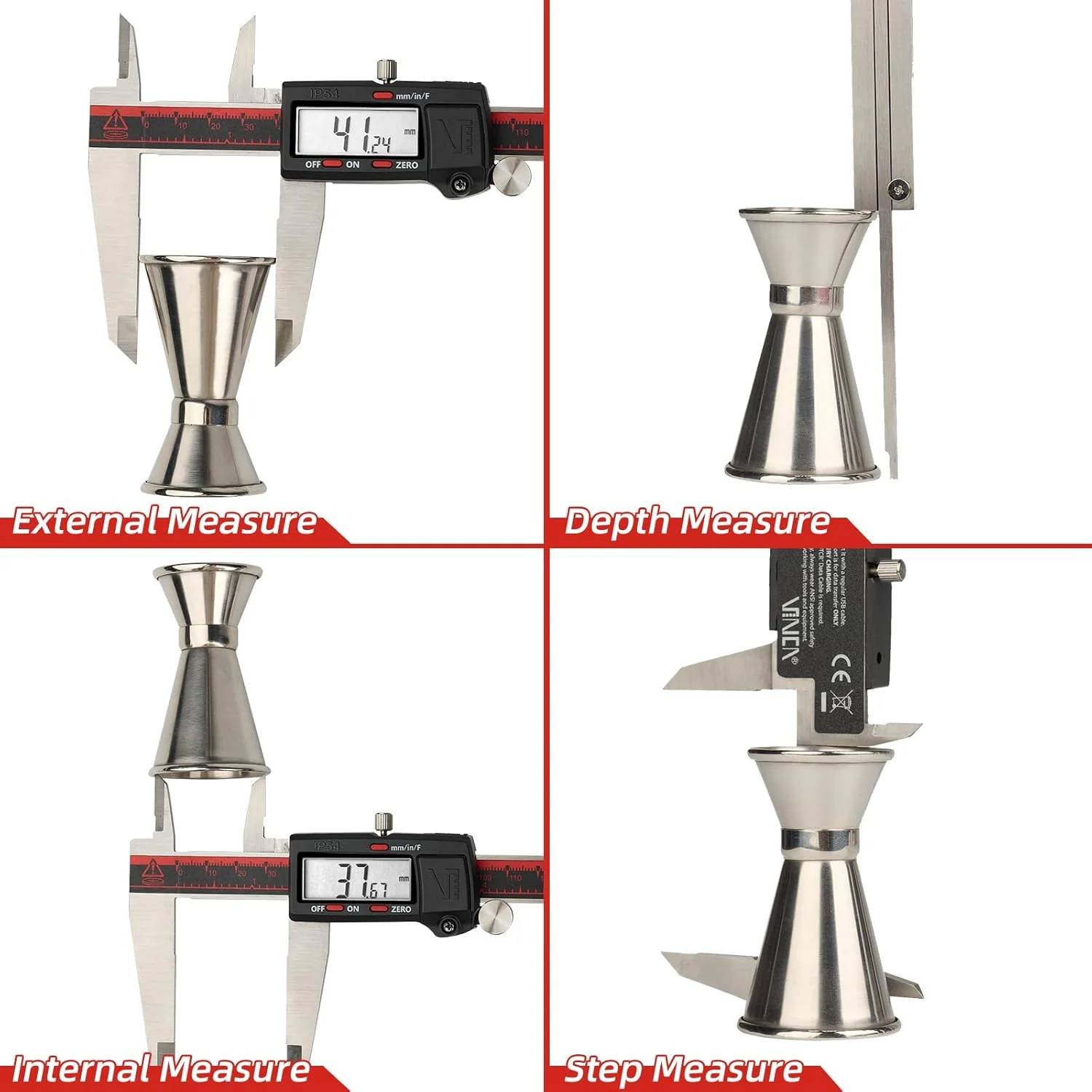 کولیس دیجیتال ورنیه با کیفیت وینکا DCLA-1205، تبدیل اینچ/متریک/کسری، بدنه استیل ضد زنگ 0-12 اینچ/300 میلی متر، صفحه نمایش LCD بسیار بزرگ قرمز/مشکی، خاموش شدن خودکار، ابزار اندازه گیری ویژه