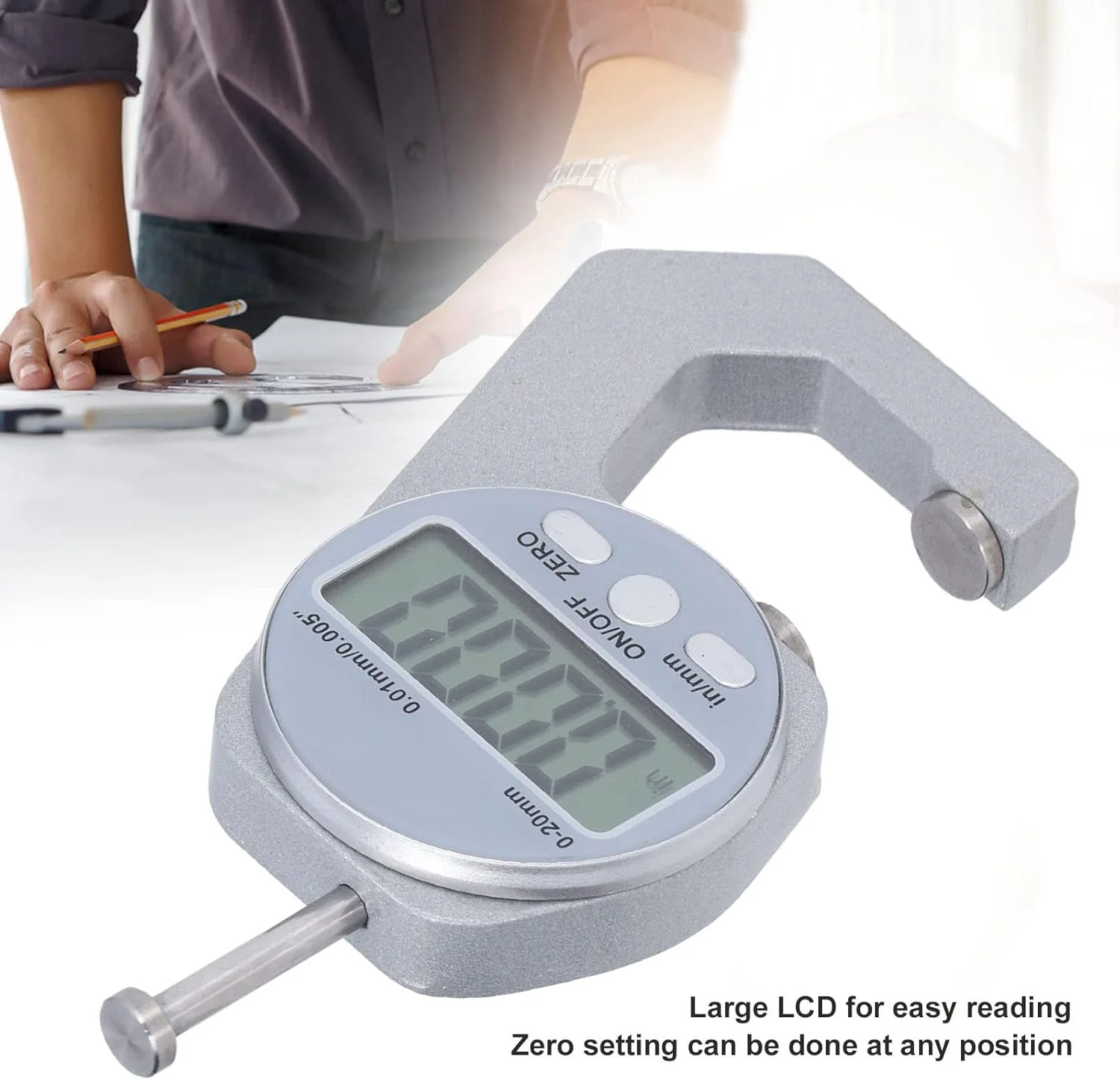 ضخامت سنج دیجیتال Eujgoov، ضخامت سنج الکترونیکی با محدوده 0 تا 20 میلی متر با صفحه نمایش دیجیتال LCD، ابزار اندازه گیری ضخامت مینی ضخامت سنج دیجیتال Eujgoov، ضخامت سنج الکترونیکی با محدوده 0 تا 20 میلی متر با صفحه نمایش دیجیتال LCD، ابزار اندازه گیری ضخامت مینی