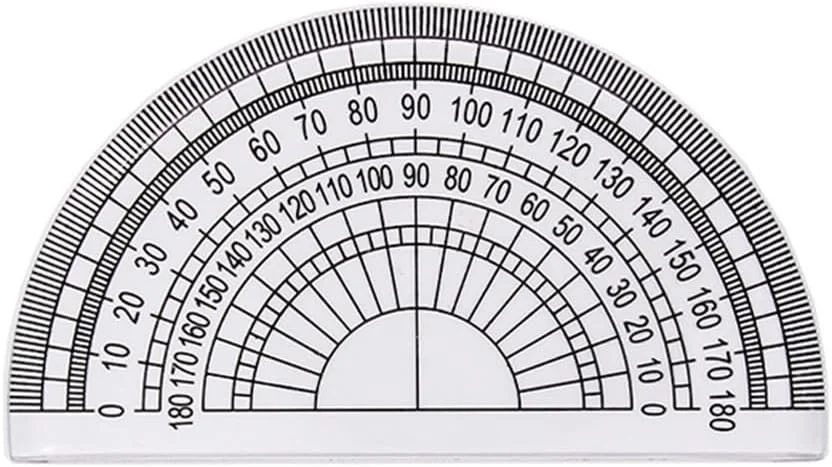 نقاله پلاستیکی 4 اینچی 180 درجه، ابزار خط کش اندازه گیری زاویه نیم دایره ای اکریلیک شفاف به طول 10 سانتی متر برای دانش آموزان مدرسه، کلاس ریاضی، دفتر کار معلمان (شفاف)